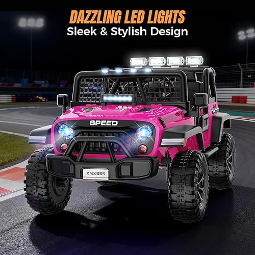 Miniatura 4 de Hikole Auto eléctrico de 24 V con control remoto, auto eléctrico XL de 2 plazas con asiento de 20 pulgadas de ancho, luces LED, suspensión de