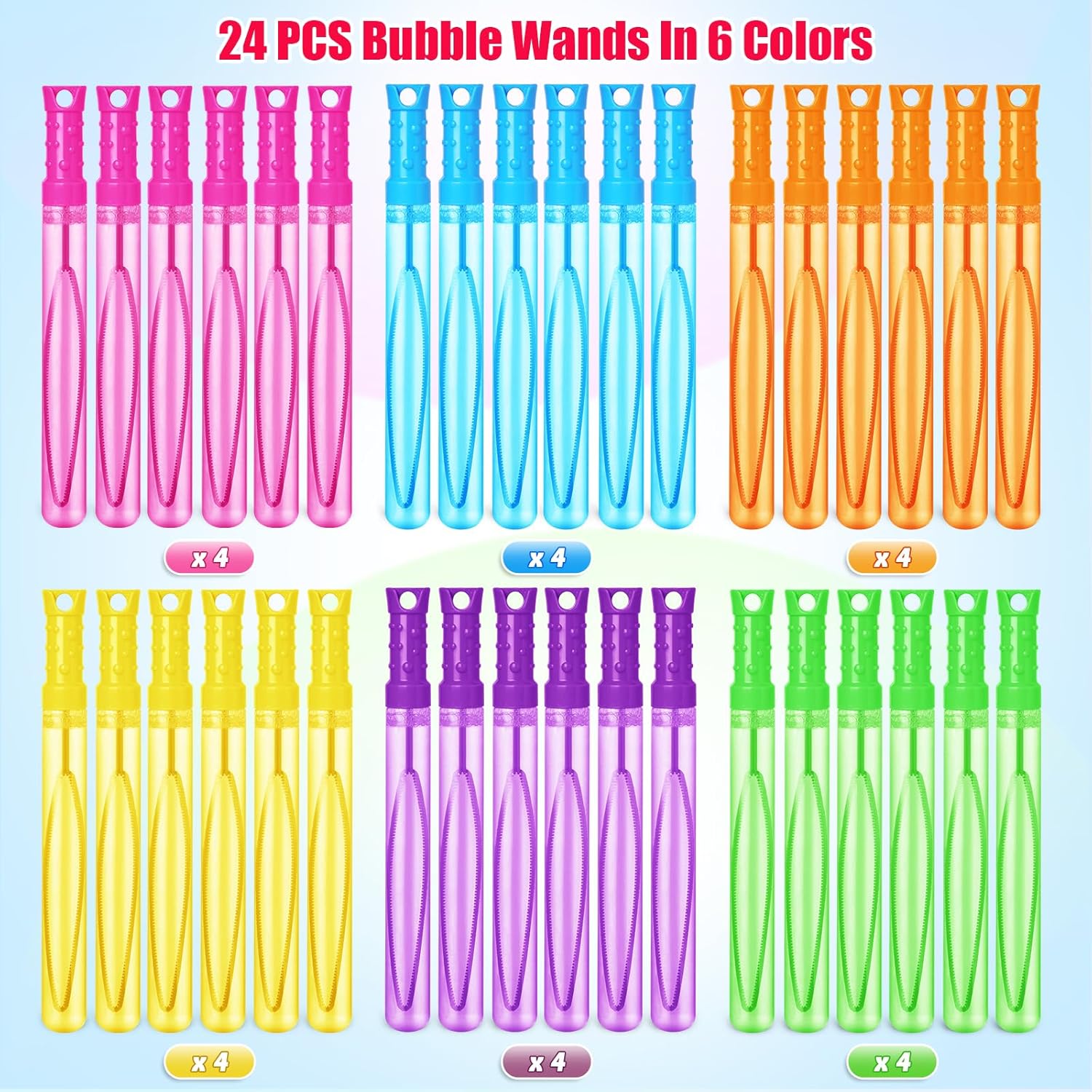 SpringFlower Bubble Wand, Bubble Wands Bulk, Bubble Party Favor Supply for Summer Indoor & Outdoor Activities, Bubble Solution Summer Toy in 6 Colors, Birthday,24 Pack