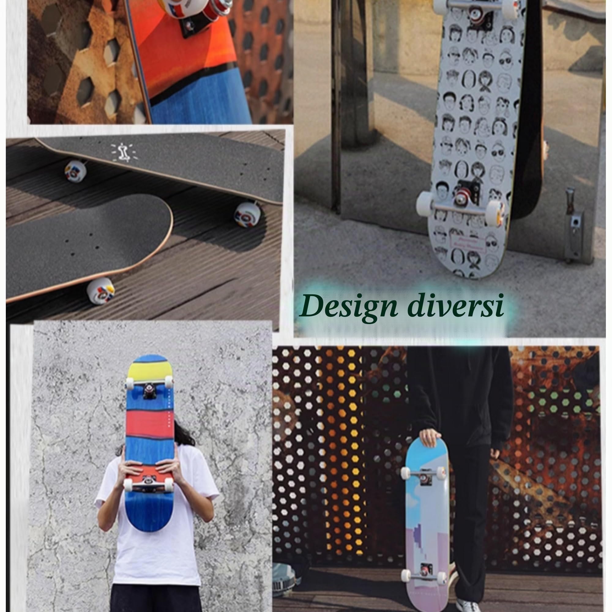 Skateboard personalizzato da 78,7 x 20,3 cm standard concavo cruiser trucco personalizzato per principianti, bambini, adolescenti, adulti - Carica immagini o testo, privato personalizzato