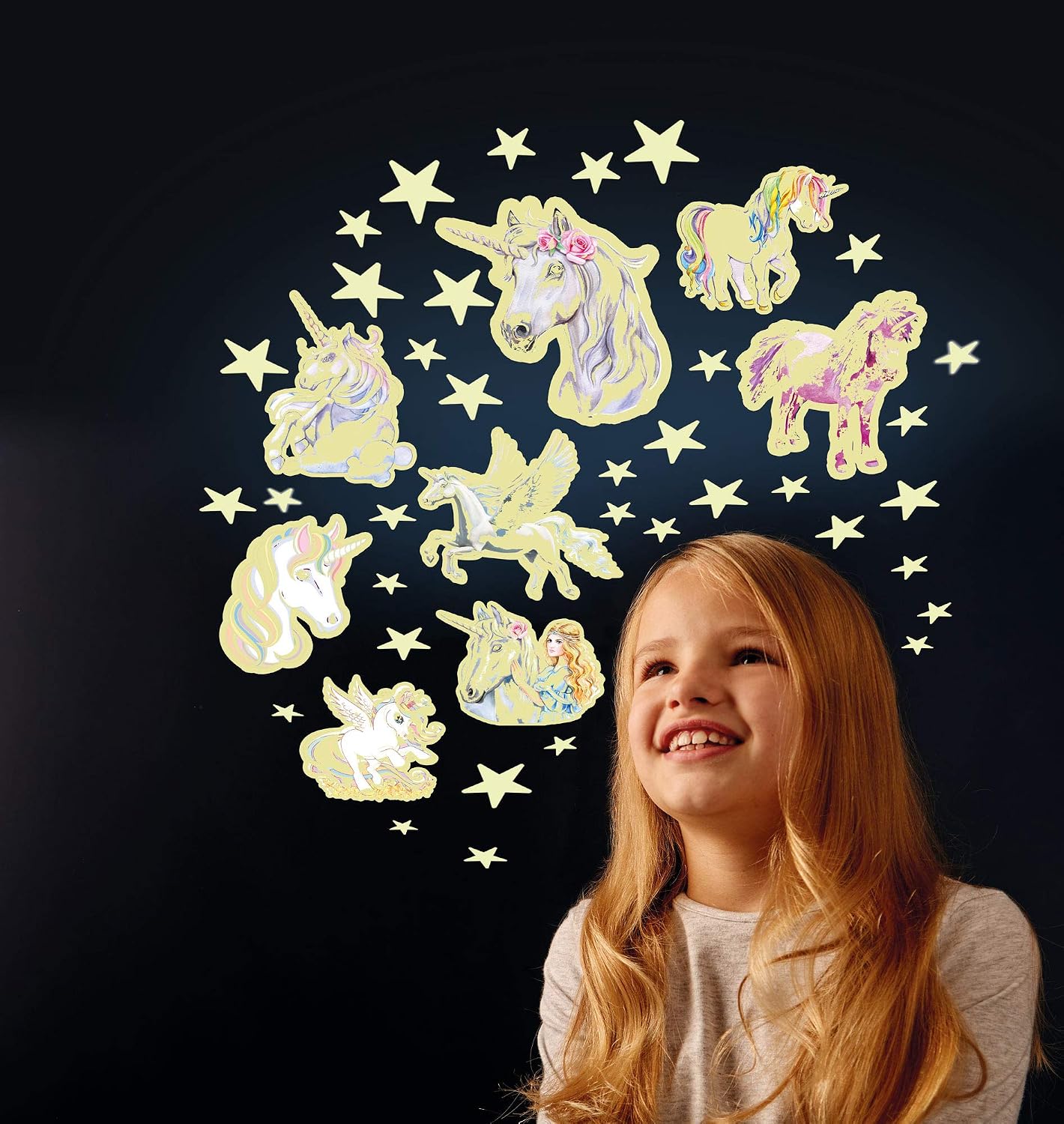 The Original Glowstars Company The Original Glowstars - Glow-in-The-Dark Set, Unicorns and Glitter Stars, One Size