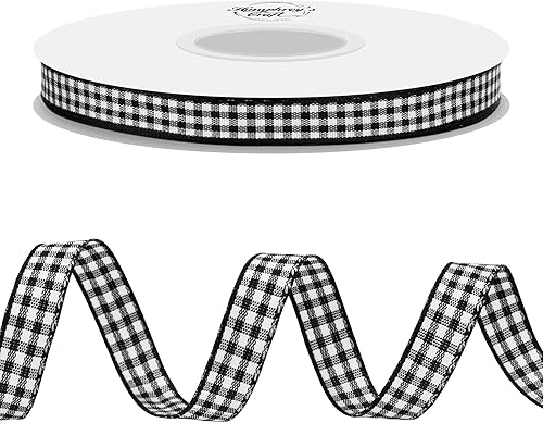 Miniatura 3 de Humphrey's Craft Carrete de cintas a cuadros blancos y negros de 38 pulgadas de ancho, 50 yardas de variedad de colores para hacer lazos, bricolaje,