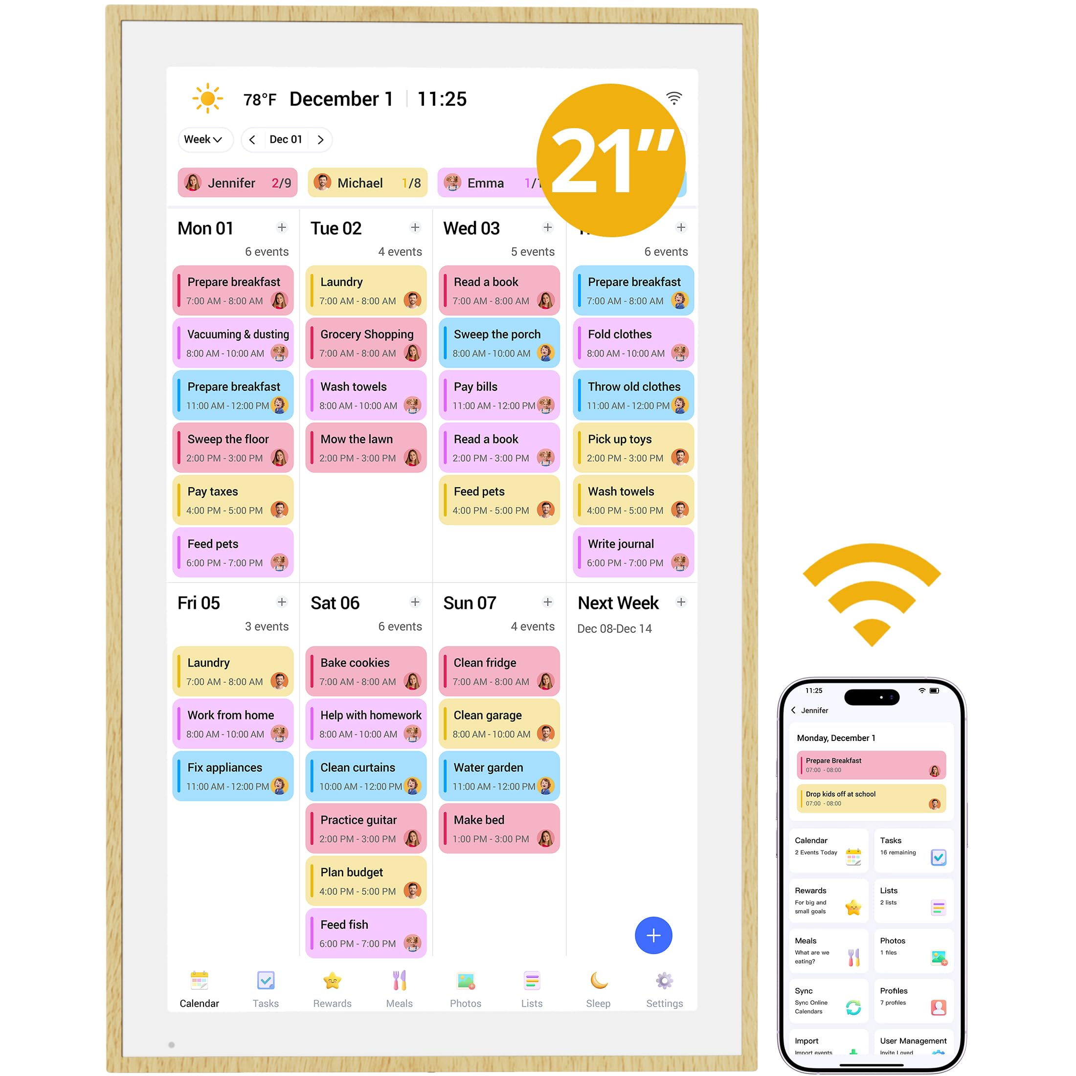 Dragon Touch Digitaler Kalender, 53,3 cm, elektronischer Wandkalender mit interaktivem Touchscreen, Smart Family/Home Geschenk für Terminerinnerungen, Aufgabenbelohnungen, Chortdiagramm und digitaler