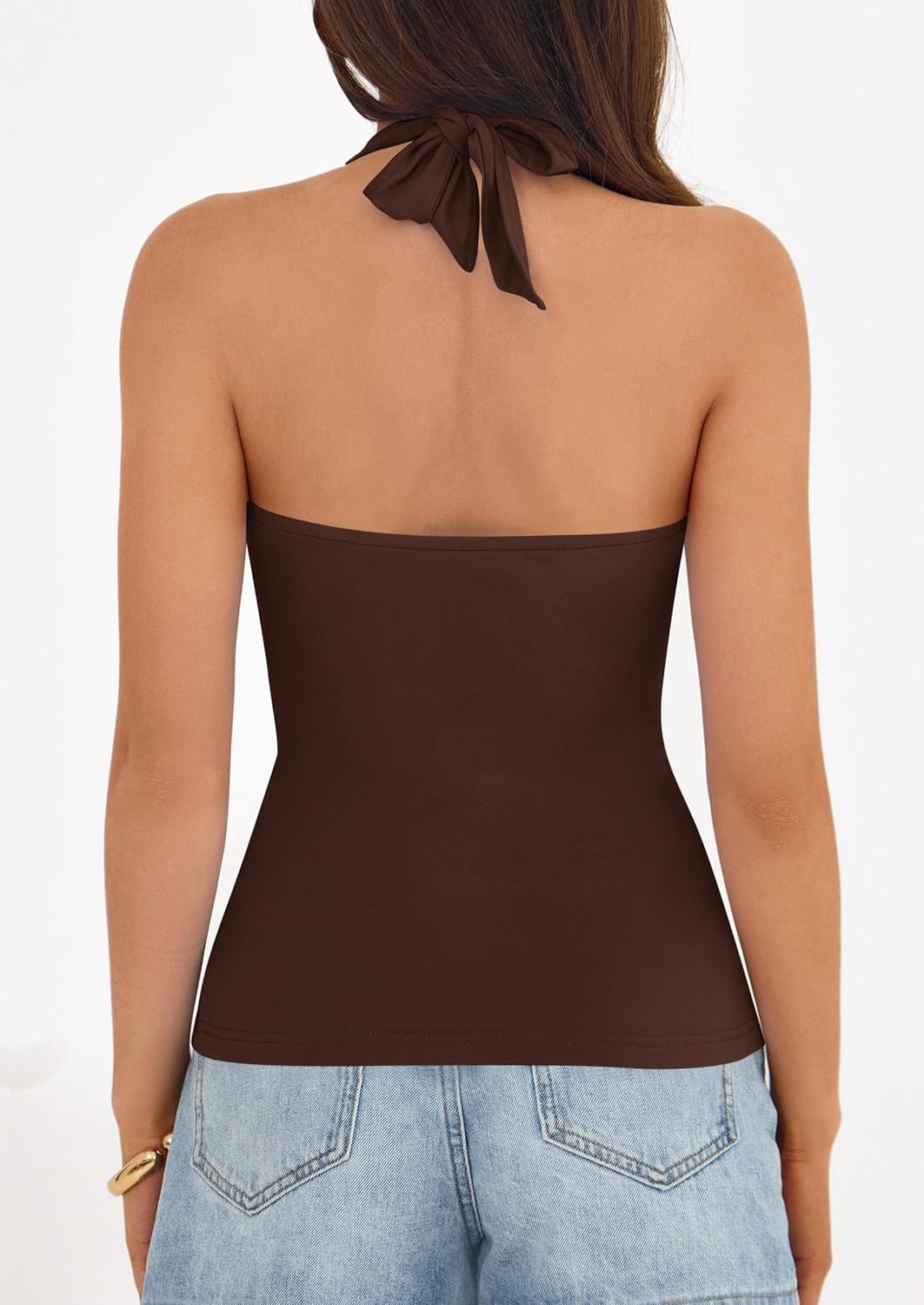 PRETTYGARDEN Womens Halter Top 2026 Spring Tie Wrap Sleeveless Ruched V Neck Fitted Summer Tops Backless Fashion Y2k Clothes - Image 5