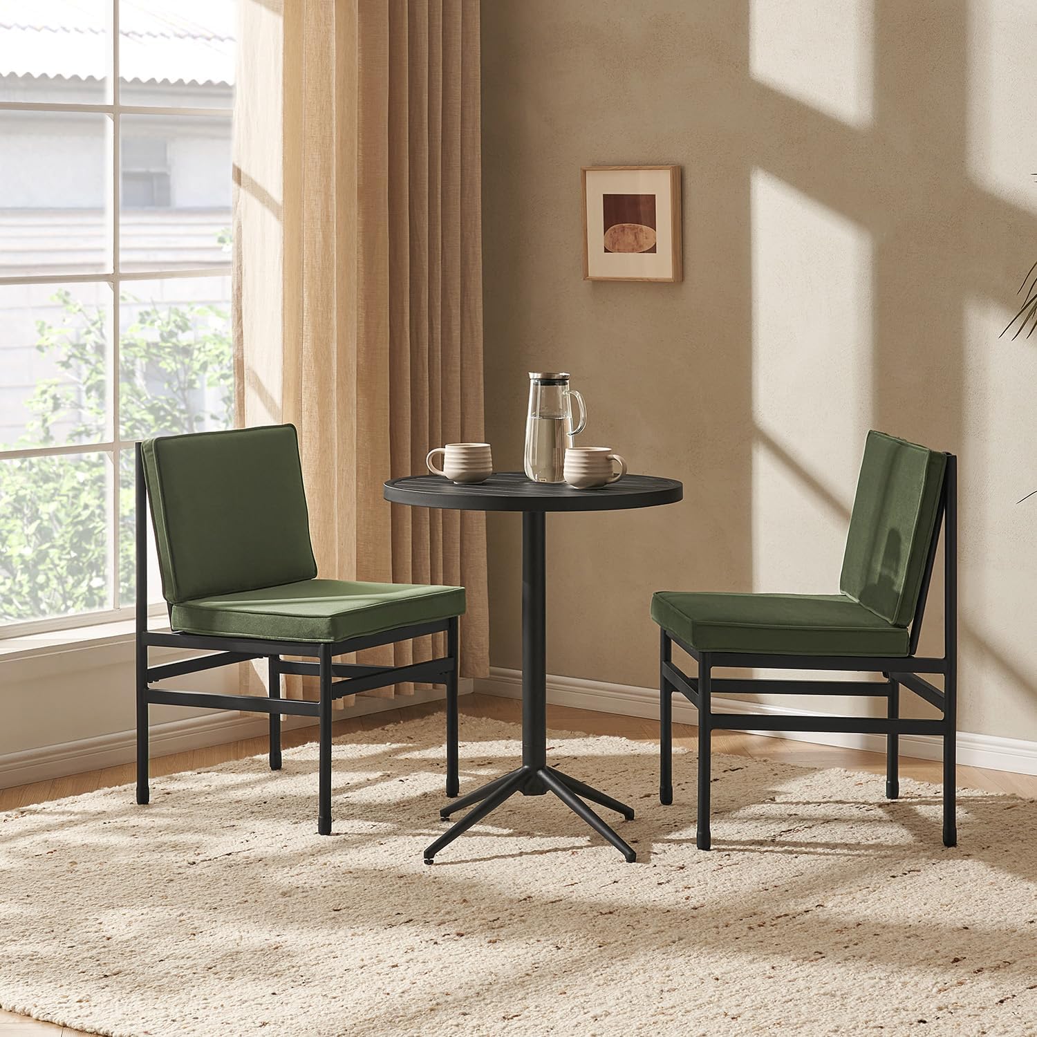 mopio Odelia Green Velvet Dining Chairs Set of 4, Modern Kitchen Chairs with Removable Velvet Cushion Covers and Black Rust-Free Metal Legs (Set of 4, Olive Green Velvet)