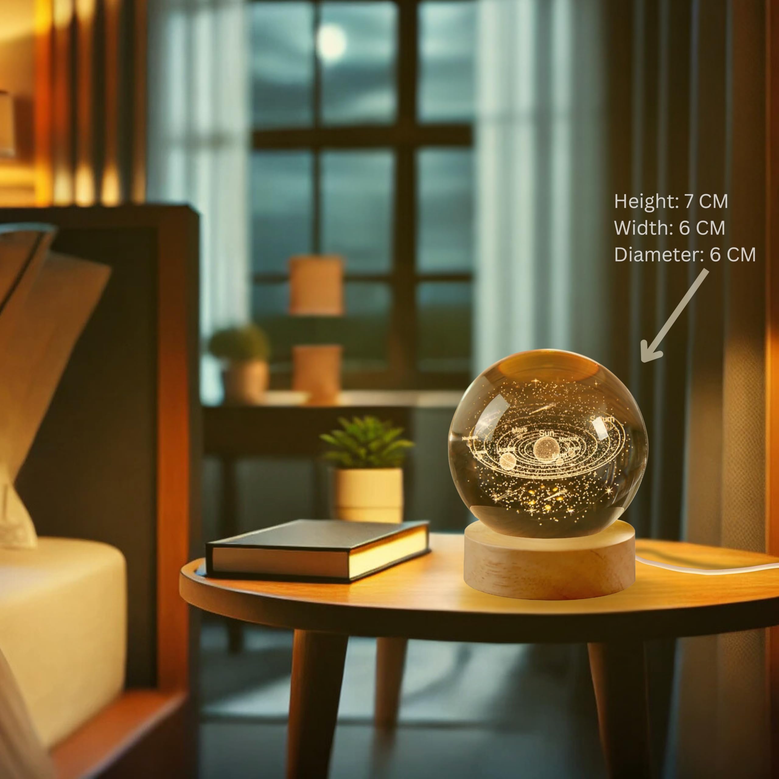 Nexify Fusion 3D Star Galaxy Crystal Ball Night Light with Wooden Base, Table Lamp 1