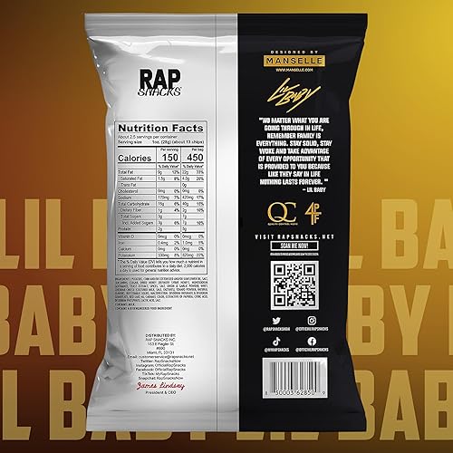 Miniatura 2 de Rap Snacks Lil Baby - Queso cheddar + papas fritas de crema agria, bolsas de 2.5 onzas, paquete de 6