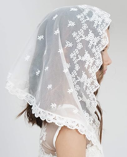 Miniatura 2 de Pestañas Encaje Vintage Floral Encaje Bufanda Encaje Capilla Velo Mantilla Infinity Latin Mass S04