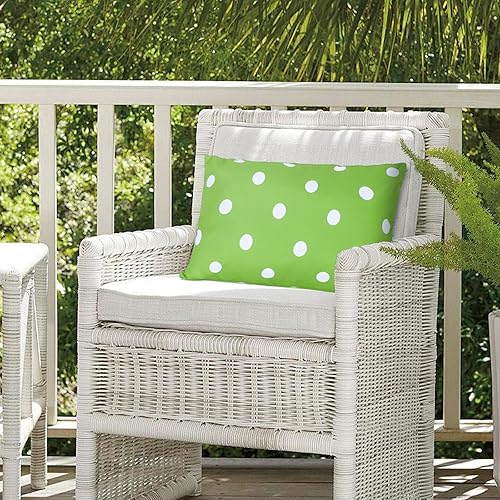 Miniatura 3 de Eternal Beauty Juego de 2 fundas de almohada decorativas para exteriores, impermeables, para primavera, verano, patio, lumbar, lunares verdes, 12 x