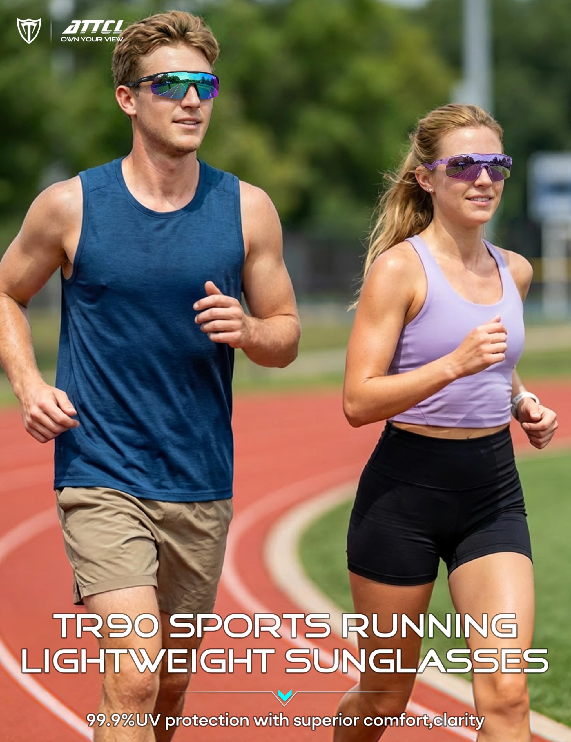 ATTCL Sportowe okulary przeciwsłoneczne dla mężczyzn i kobiet, ochrona przed promieniowaniem UV, ultralekkie, wędkarstwo, bieganie, baseball, jazda na rowerze, okulary przeciwsłoneczne