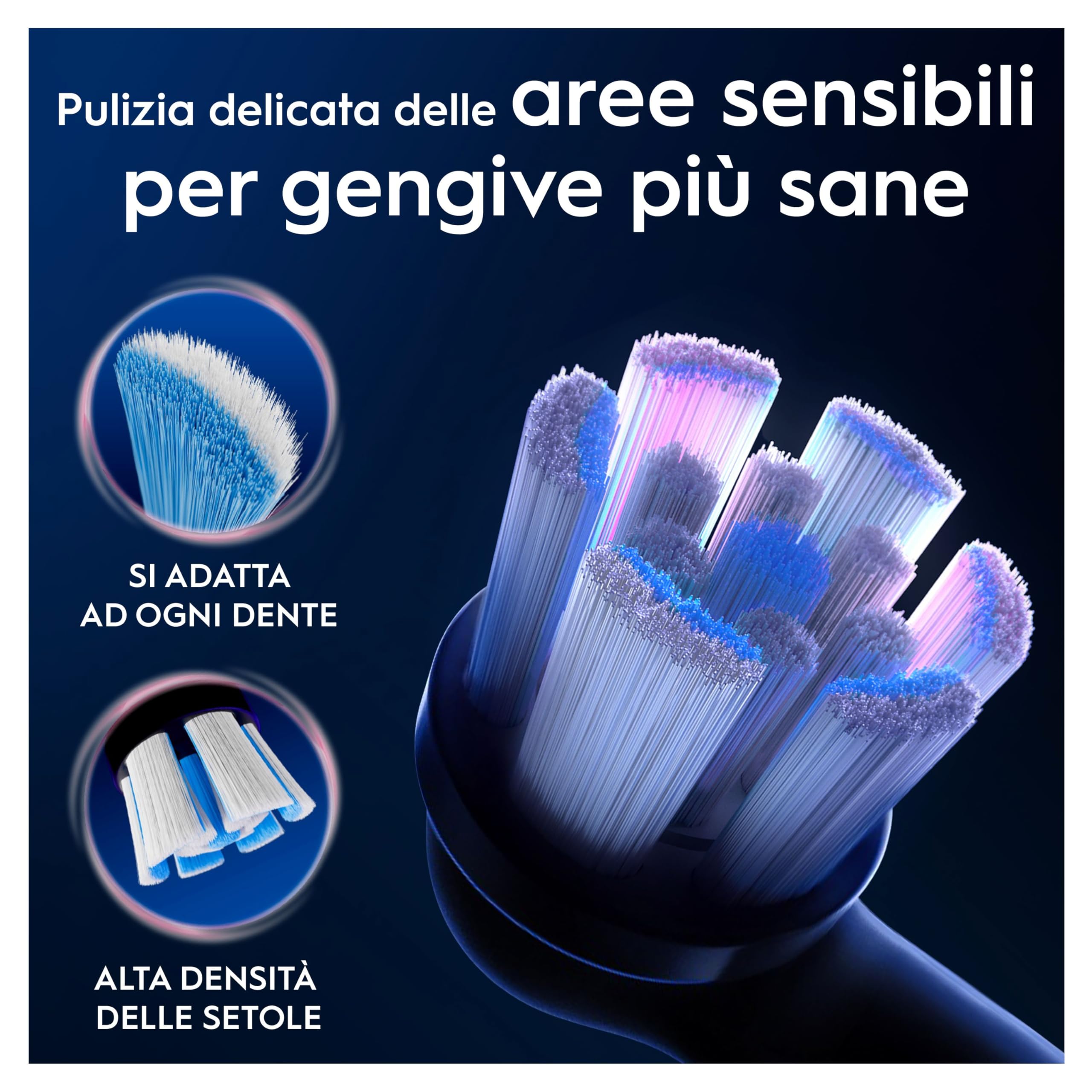 Oral-B Testine di Ricambio iO Gentle Care, Nere, 6 Ricambi - 6 Testine di Ricambio per Spazzolino Elettrico, Rotonde Originali per Gengive Sensibili, Setole Angolate per Rimuovere la Placca