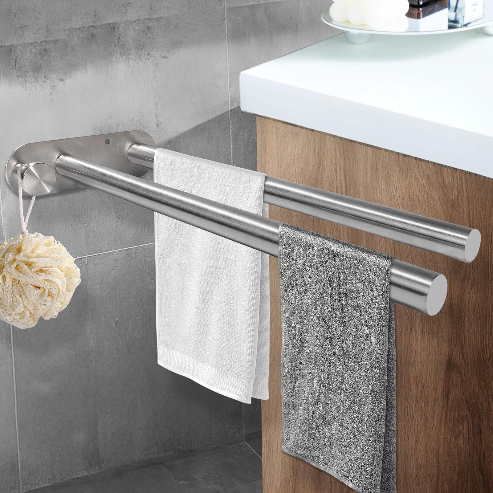 Porte-serviettes pour sauna et cuisine avec fixation murale flexible