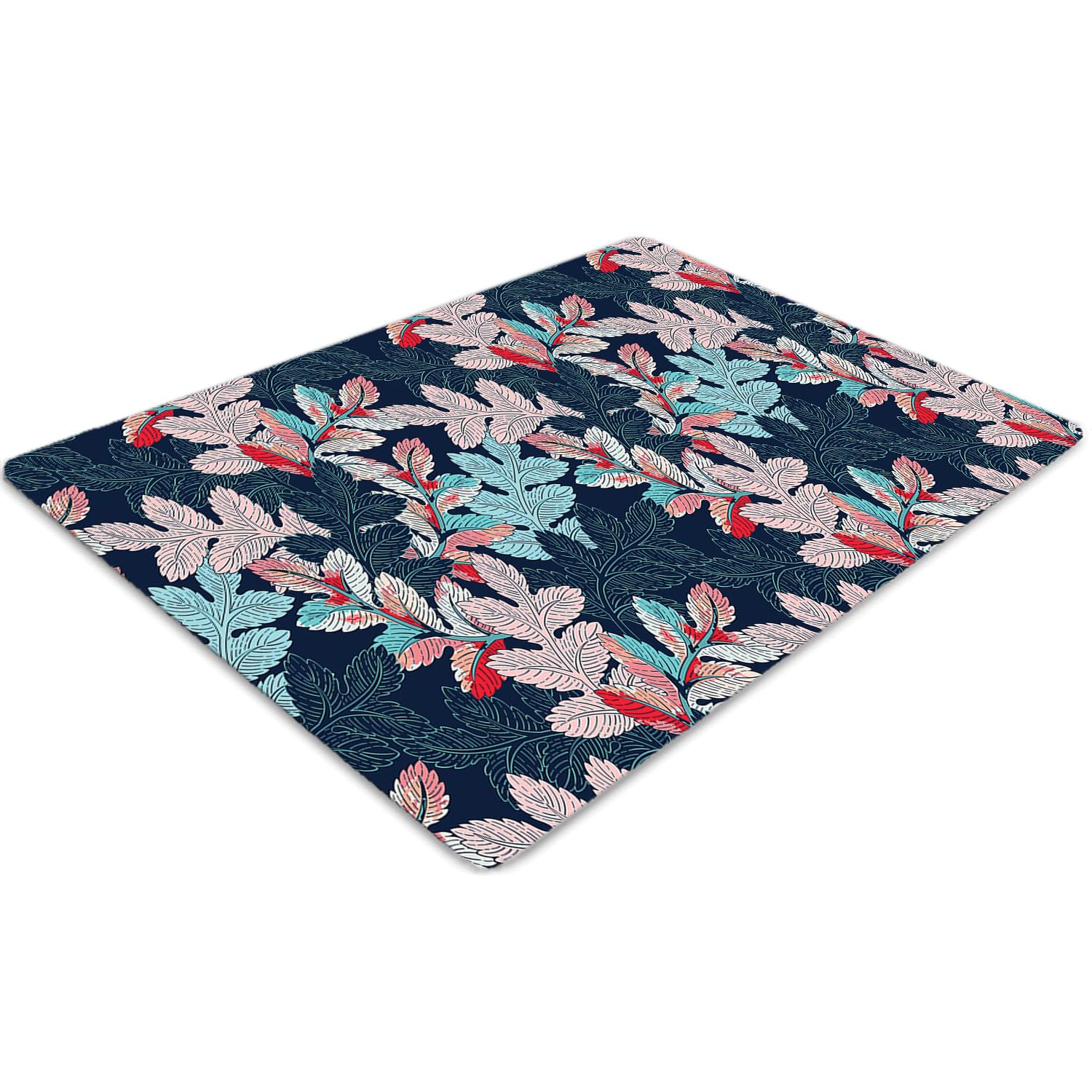 Tapis de protection sol PVC 120x90 cm rectangulaire à motif feuille pour bureau