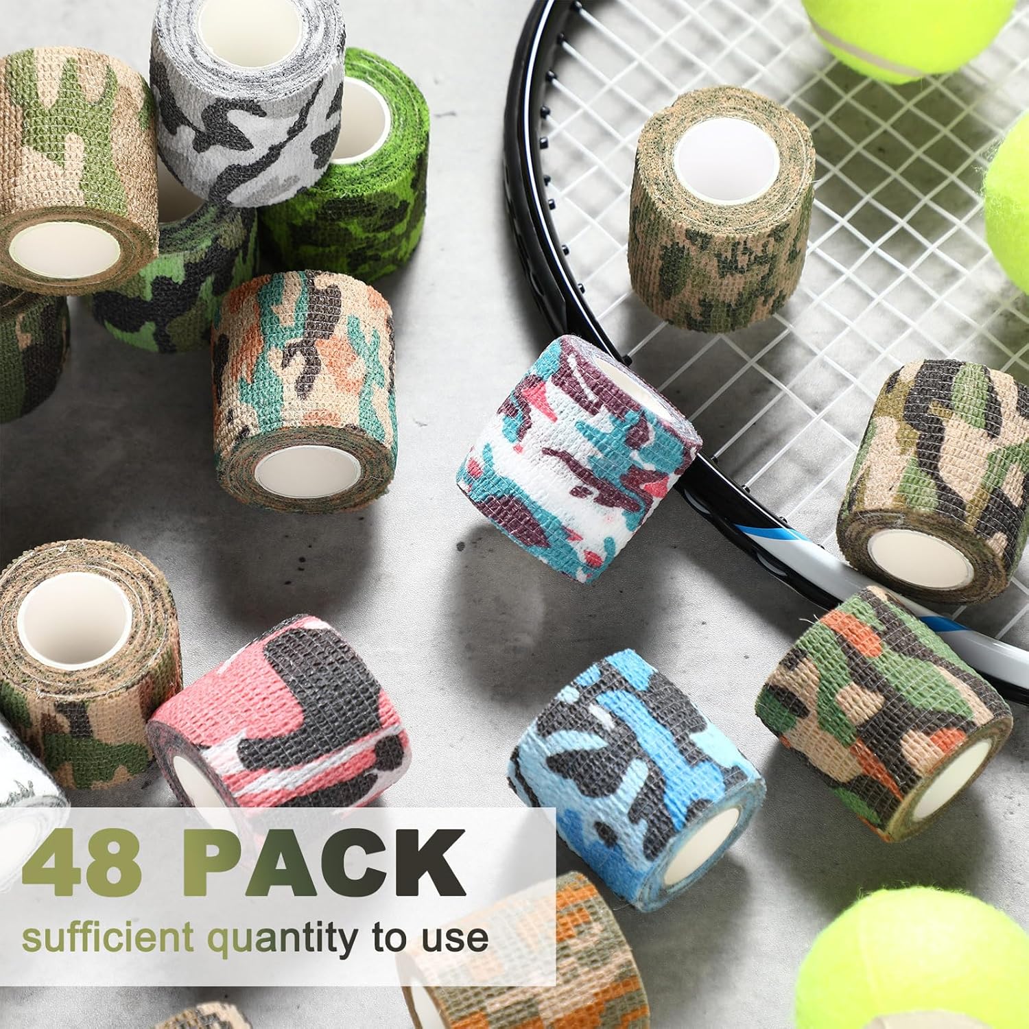 Treela 48 Pack Self Adhesive Wrap Bandage Bulk, 2 Inches x 5 Yards Self Adherent Cohesive Bandage Elastic Athletic Tape Breathable Wound Tape for Stretch Athletic Sports Wrist Ankle(Multi Camo) - Image 5