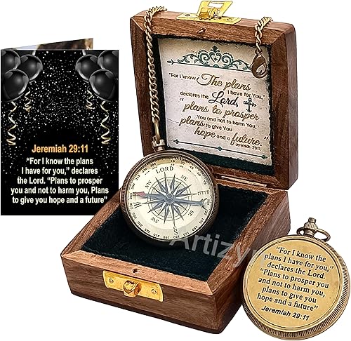 For I Know The Plans I Have For You Brújula magnética de latón grabada con las Escrituras Jeremías 29:11, brújula direccional, regalos religiosos