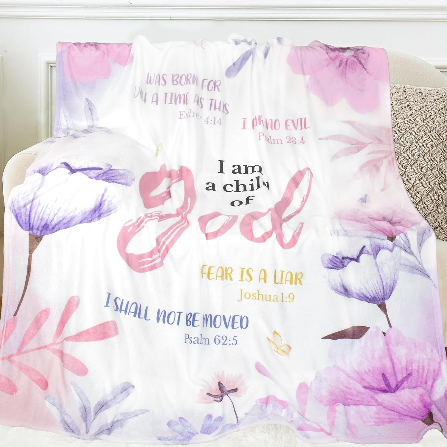 Christian Gifts for Women, Inspirational Religious Birthday Gifts for Women, Catholic Spiritual Baptism Gift for Girls, I Am a Child of God Blanket, Christian Blanket with Bible Verse 60"X50" - Image 6
