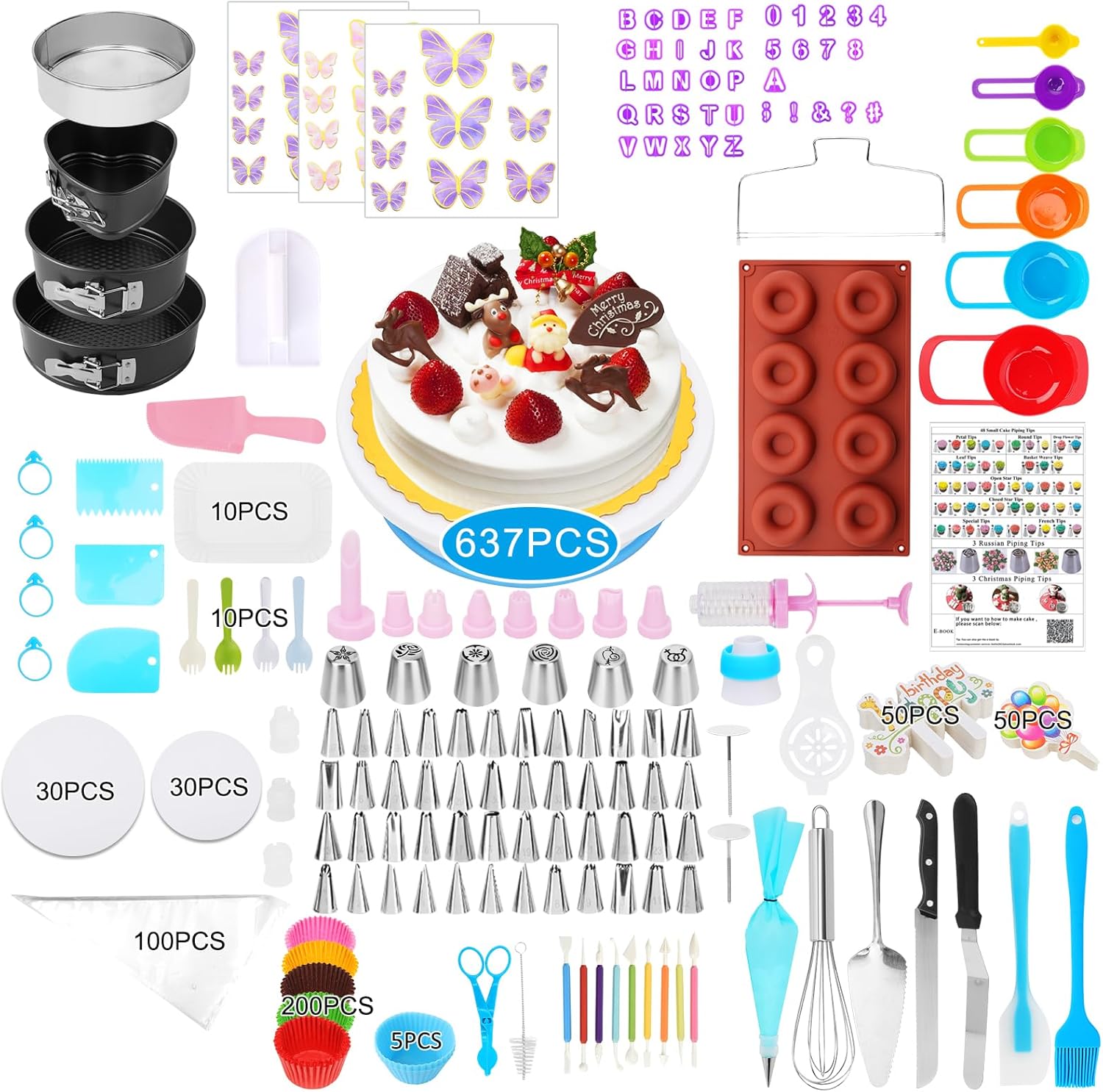 Cake Decorating Kit,637 Pcs Decorating Supplies With 3