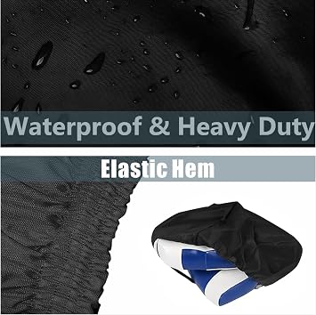 Boat Folding Seat Cover, 420D Waterproof Marine Canvas Cover, Weather Resistant Folding Fishing Chair Cover, Fits 18 W x 20 D x 14 H, Black