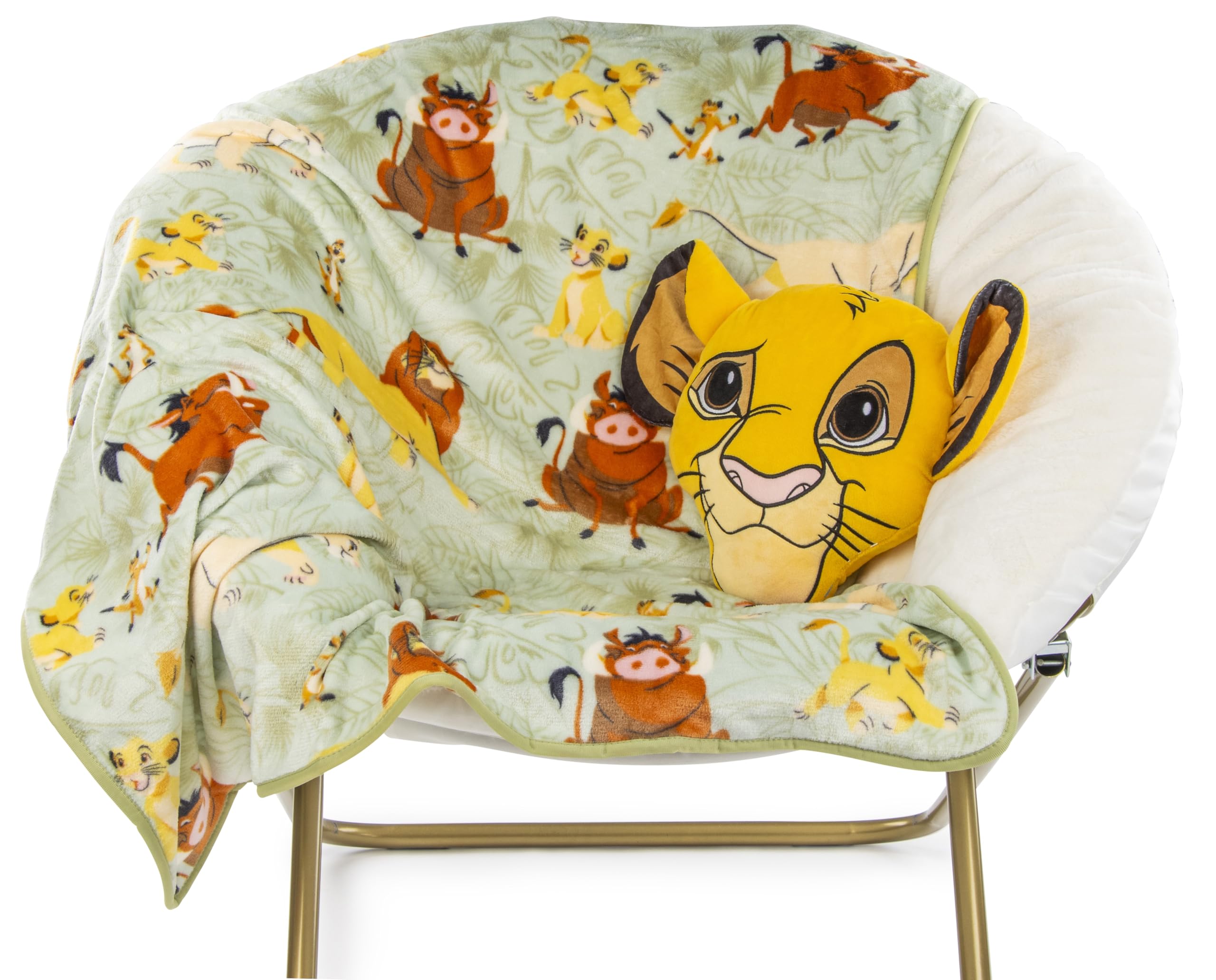 Jay Franco Disney Lion King Simba Nogginz Set - 40 x 50 Inch Lightweight Travel Throw Blanket & Plush Pillow with - Kids Super Soft 2 Piece Safari Animals Bedding Set