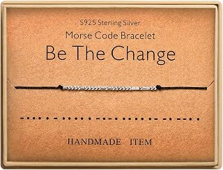 Morse Code Bracelet for Women Sterling Silver Beads on Silk Cord Secret Message Fuck Friendship Inspirational Encouragement Bracelet Gift for Her