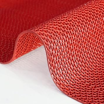 WLWLEO Drainage Flooring Mats 3 x 49 PVC Non-Slip Floor Mat Commercial Wet Area Floor Mats for Outdoor Indoor Restaurant Kitchen Bar Swimming Pool,Red