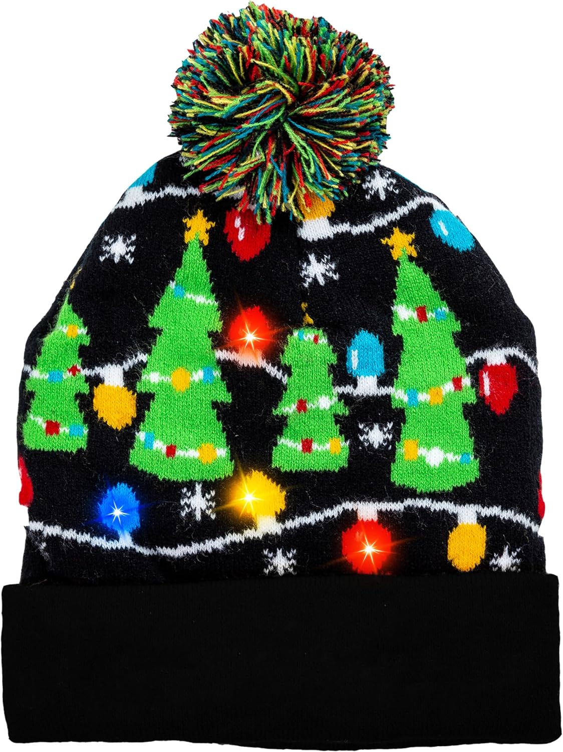 JOYIN Christmas Light-up Knitted Beanie Cap Ugly Sweater LED Hat Beanie with 6 Flashing Modes Funny Hat for Women Men Christmas Accessories Party Supplies Unisex Winter Black