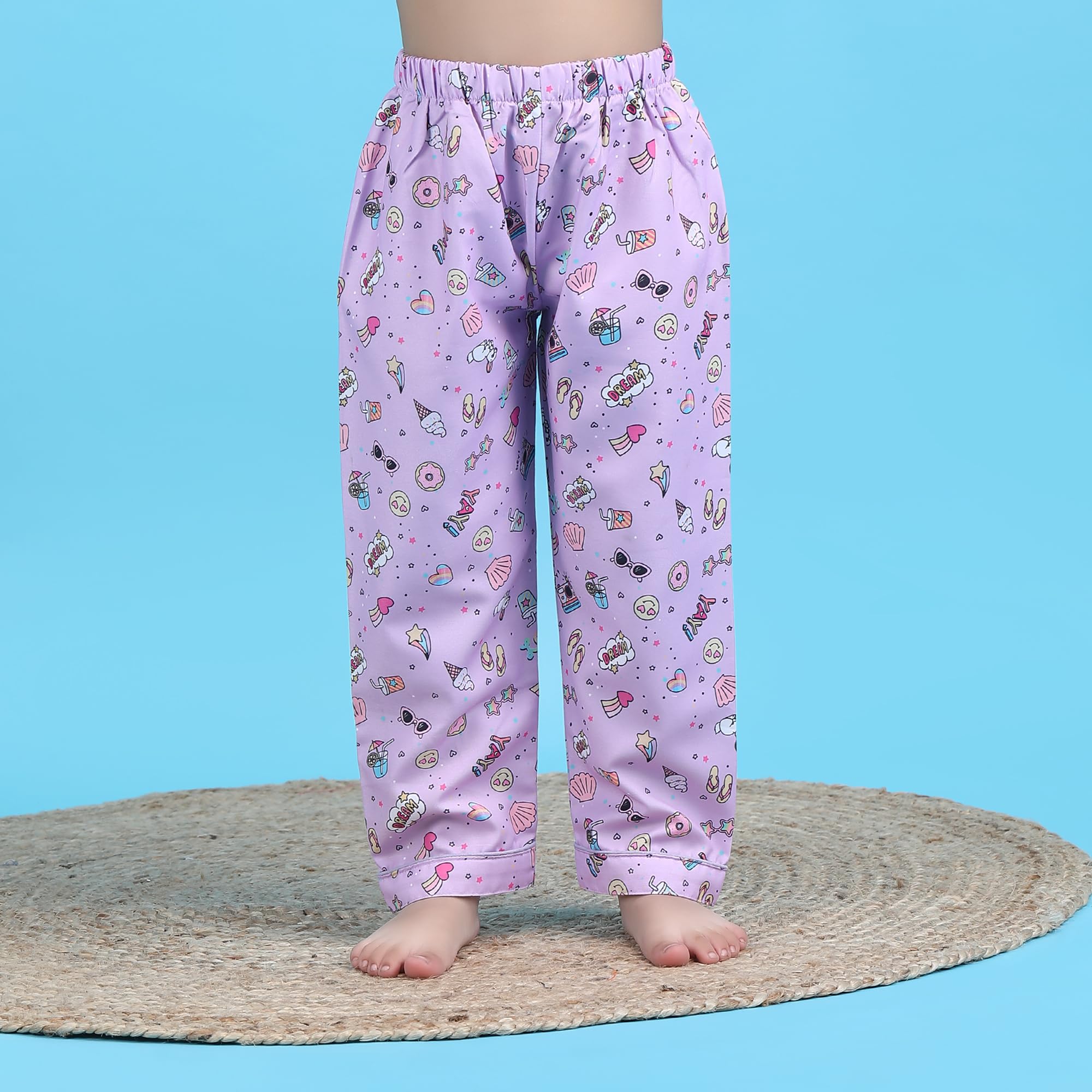 POLKA TOTS Soft Polyester Night Suit for Girls & Boys, Night Dress for Kids, Winter Night Suit for Girls, Comfortable Unisex Night Wear, Printed Pyjama Top Set (Ice Cream Print, 3-4 Y) 4