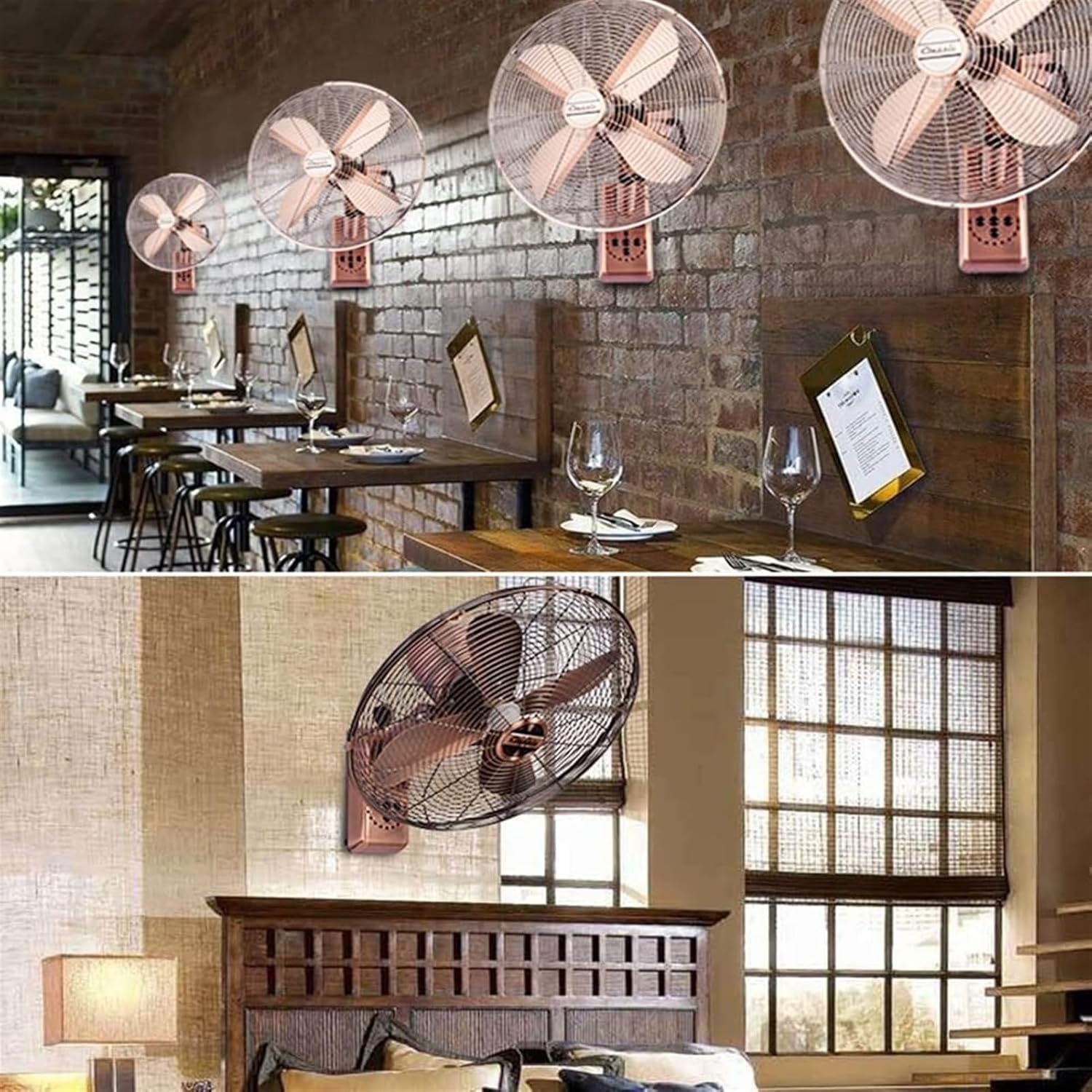 Antique Meta Wall Fan, Retro Air Circulation Fans for Home Industry with Remote Control, 3 Cooling Fan Modes, Oscillating/Rotating(Remote Control)