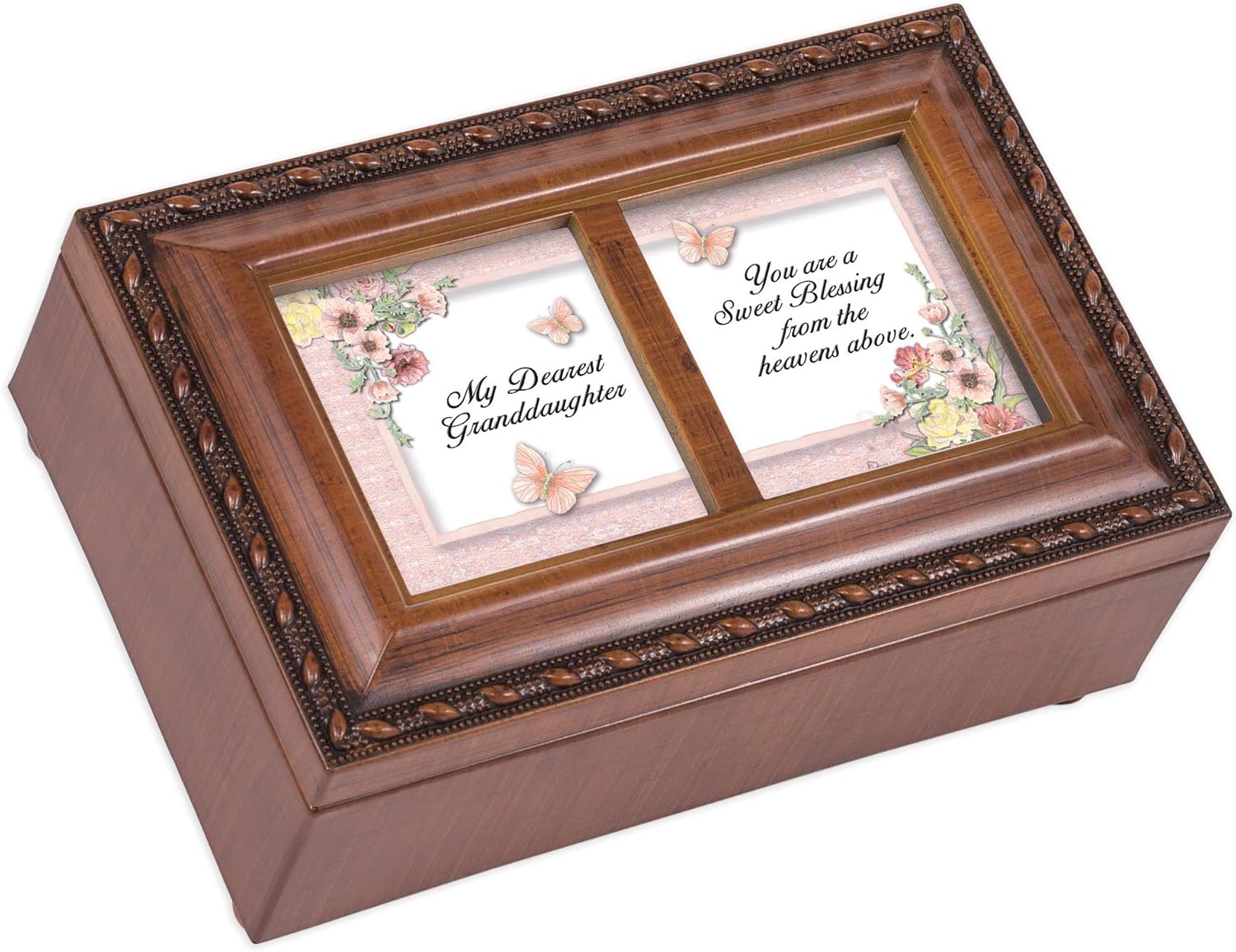 Cottage Garden Granddaughter Sweet Blessing Woodgrain Rope Petite Music Box Plays You are My Sunshine