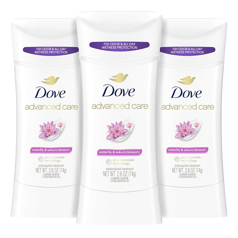 Desodorante antitranspirante em bastão Dove Advanced Care Waterlily & Sakura Blossom, pacote com 3