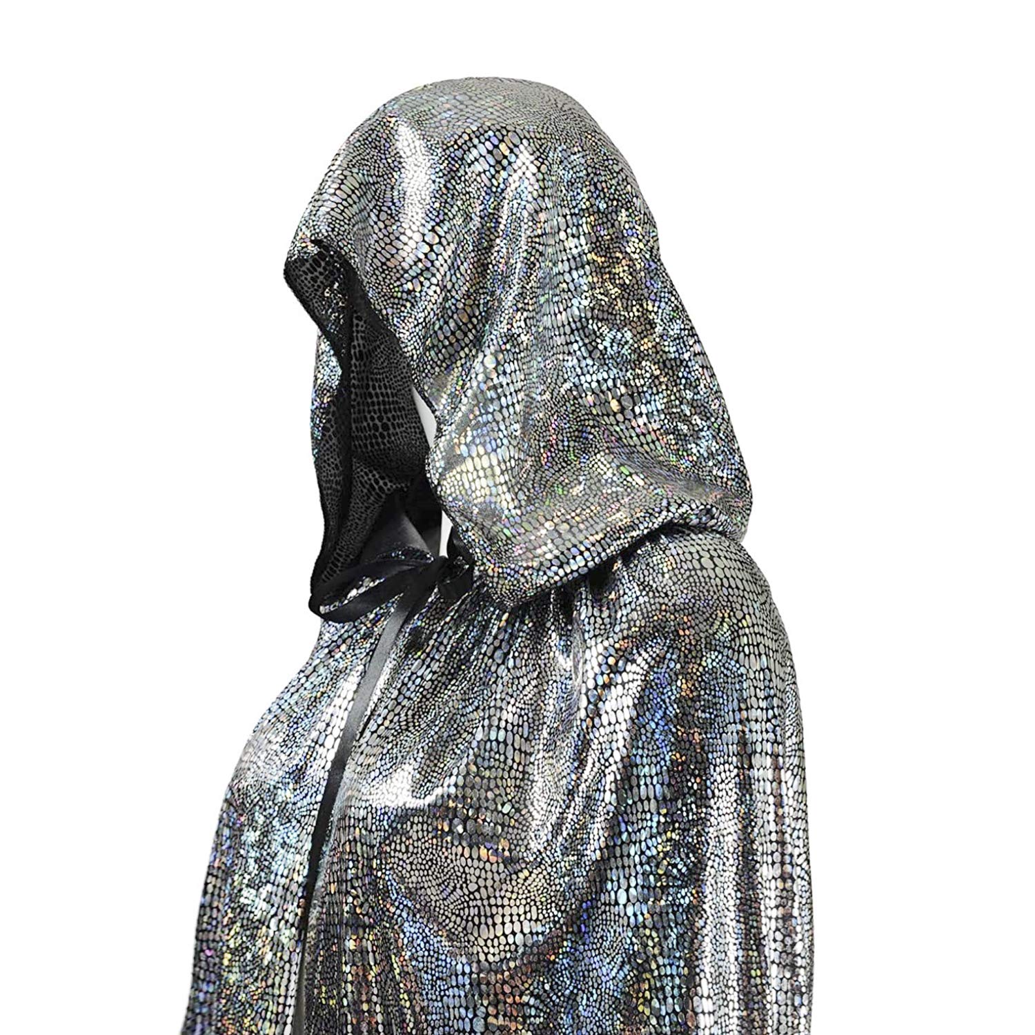 Moonlove Bling Bling Long Halloween Cape Luxuriant Cloaks With Hooded Hat Adults Mysterious Cosplay Costume Master Wizard Fairytale Fancy Dress Robe for Halloween Party Costume Ball - Image 2