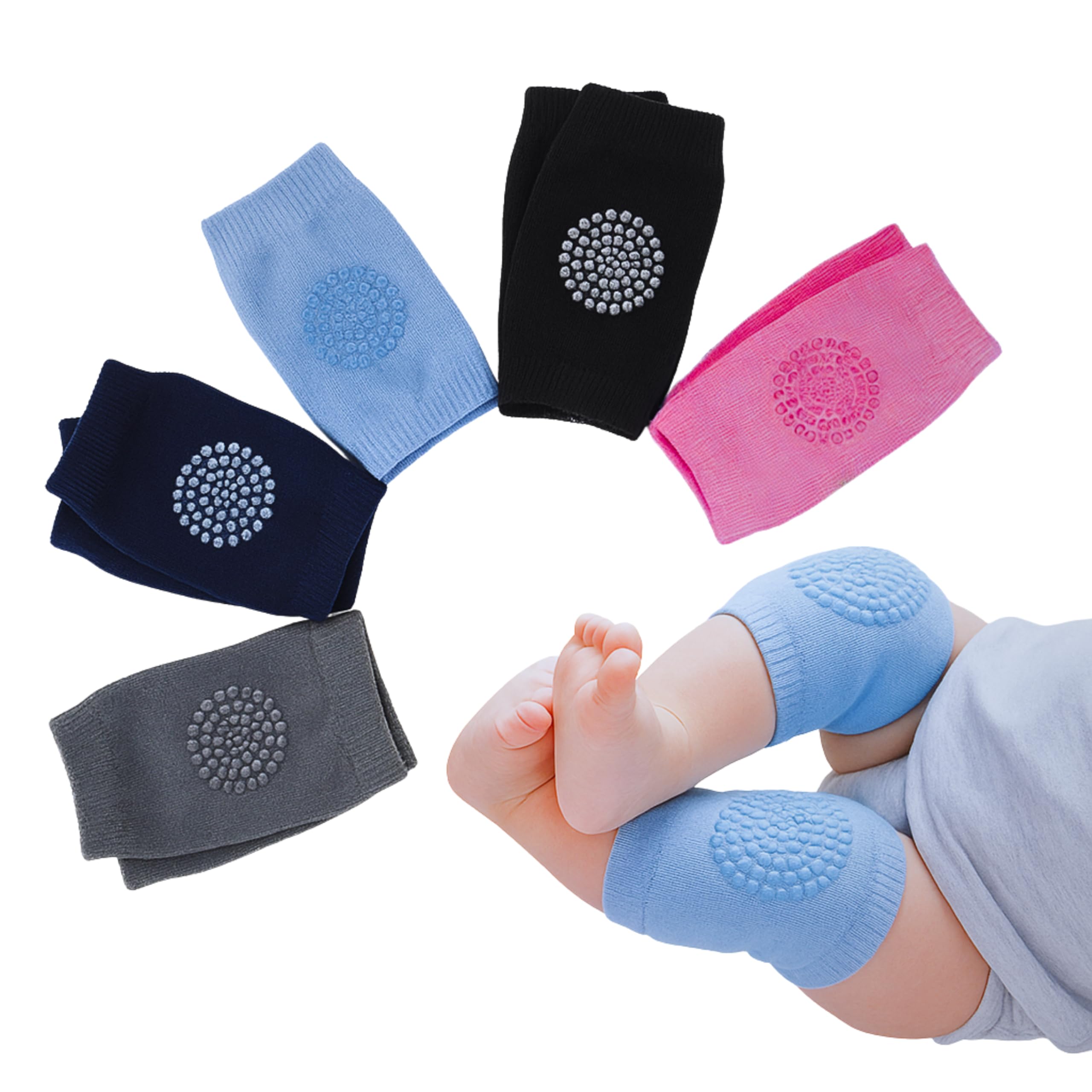 Windson Baby Knee Pads Set of 2 Pairs for Toddlers, Baby Elbow & Knee Protector, Anti-Slip Silicone Dots, Knee Support for Crawling & Walking, Soft, Stretchable, Breathable Leg Warmers (Multi-Colour)-image-8