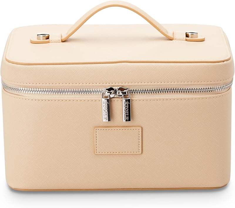 Maleta de maquiagem ETOILE Bege com divisórias removíveis e bolsos para pincéis