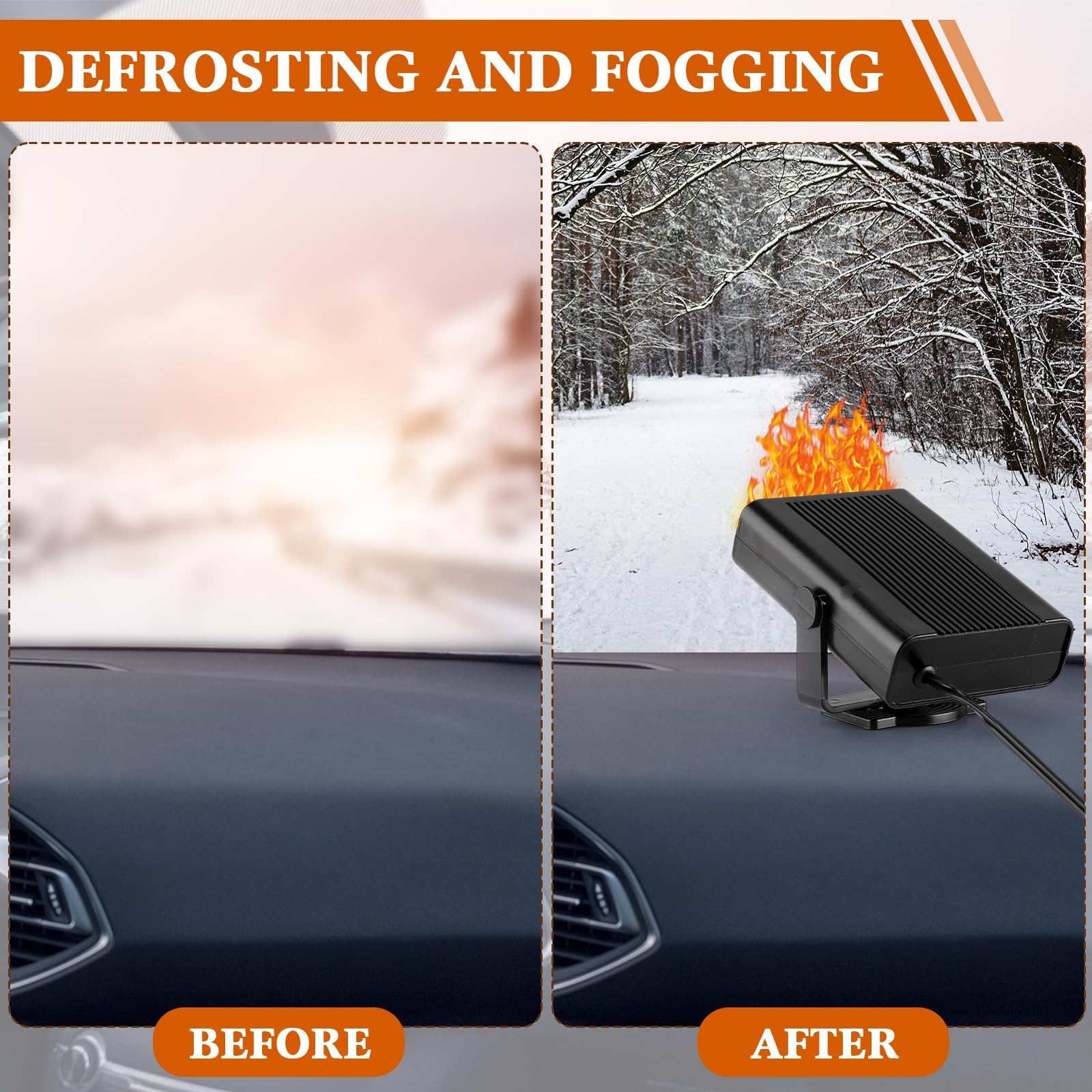Auto Heizung, Tragbarer 12V Autoheizung Stecker in Zigarettenhalter 2 in 1 Heizung und Kühlung schneller Heizung Abtau 360 ° Rotatable Windschutzscheibe Defroster