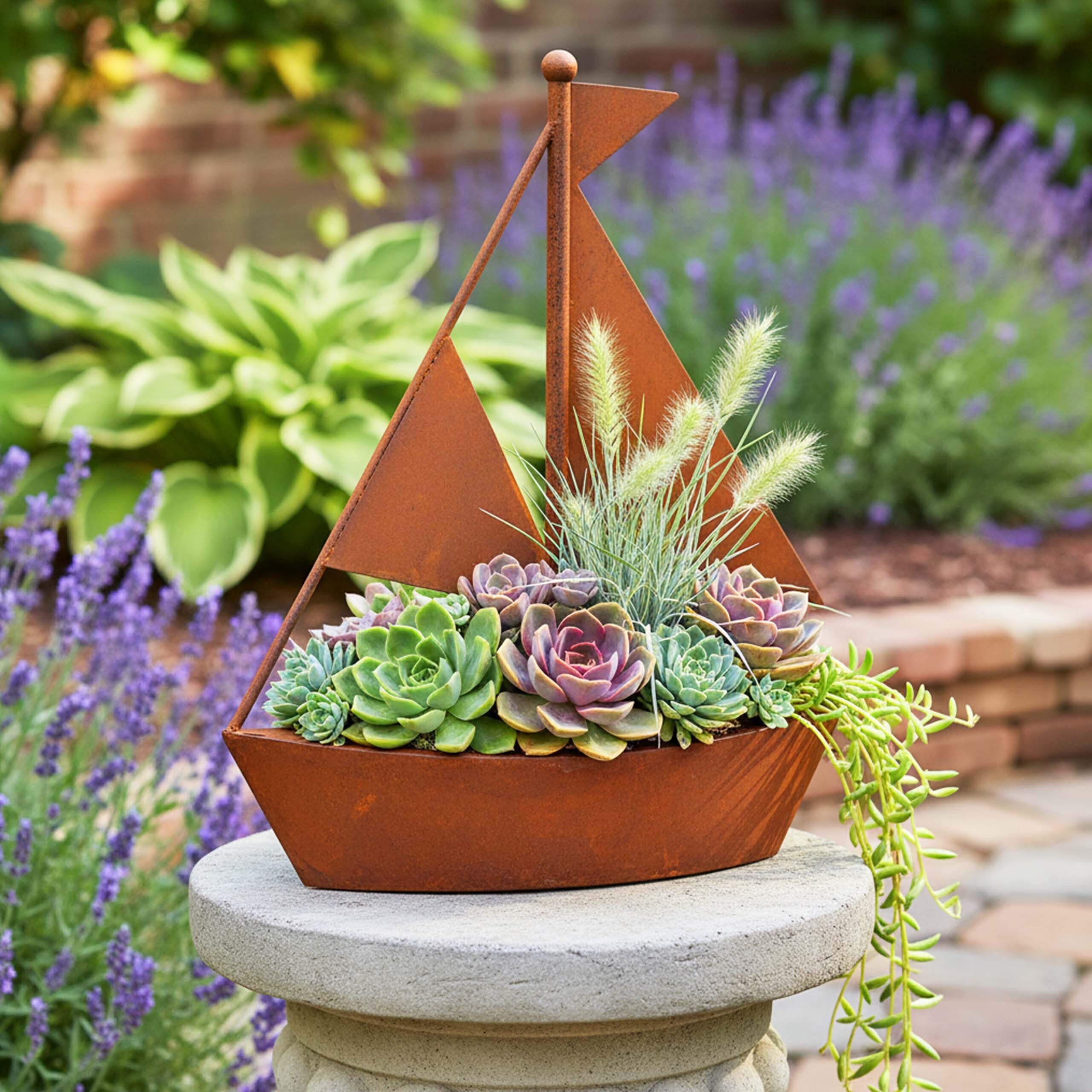 Relaxdays Gartendeko Rost, Metall, HxBxT: 43 x 34,5 x 10 cm, braun