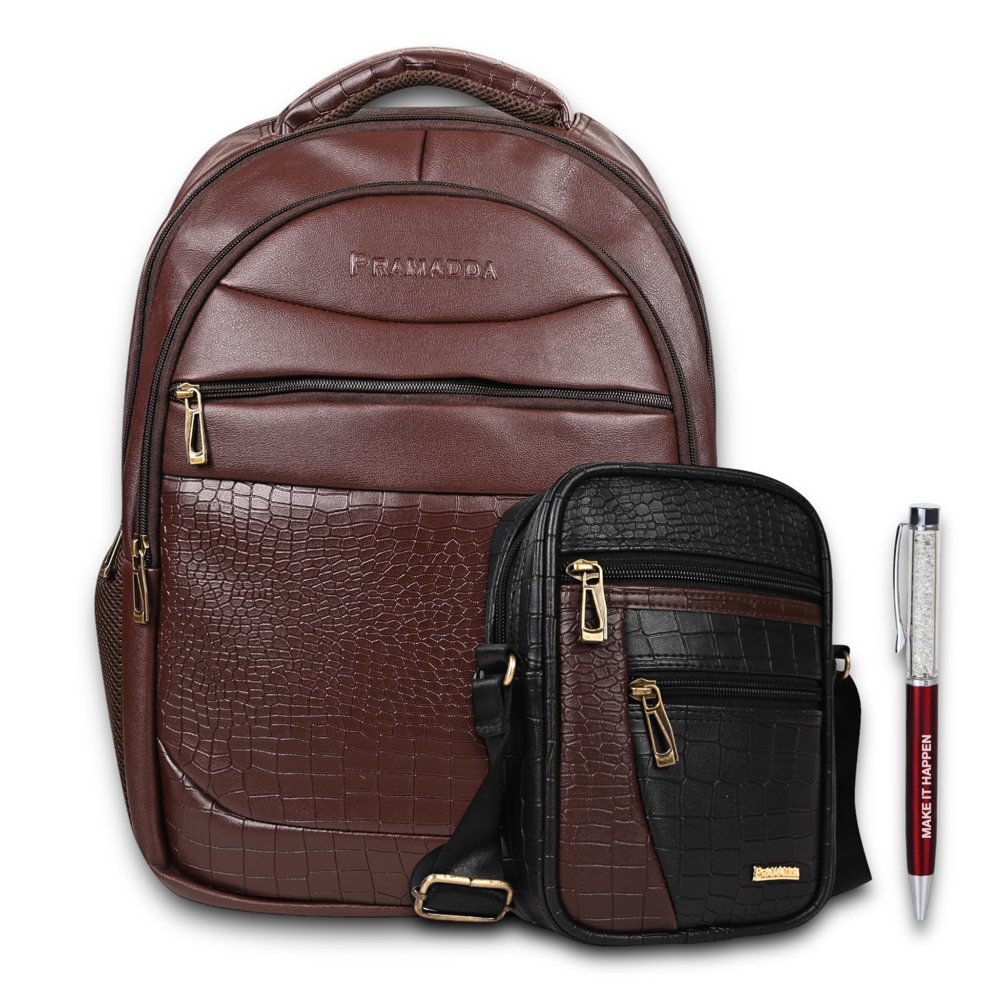 Pramadda Pure Luxury Trendy Vegan Leather Laptop Backpack Side Crossbody Sling Bag for Men Women Combo | Special Birthday Anniversary Corporate Gift Pack | Unique Useful Gift Set. (B0C9Q1HR4W) Amazon Price History, Amazon Price Tracker