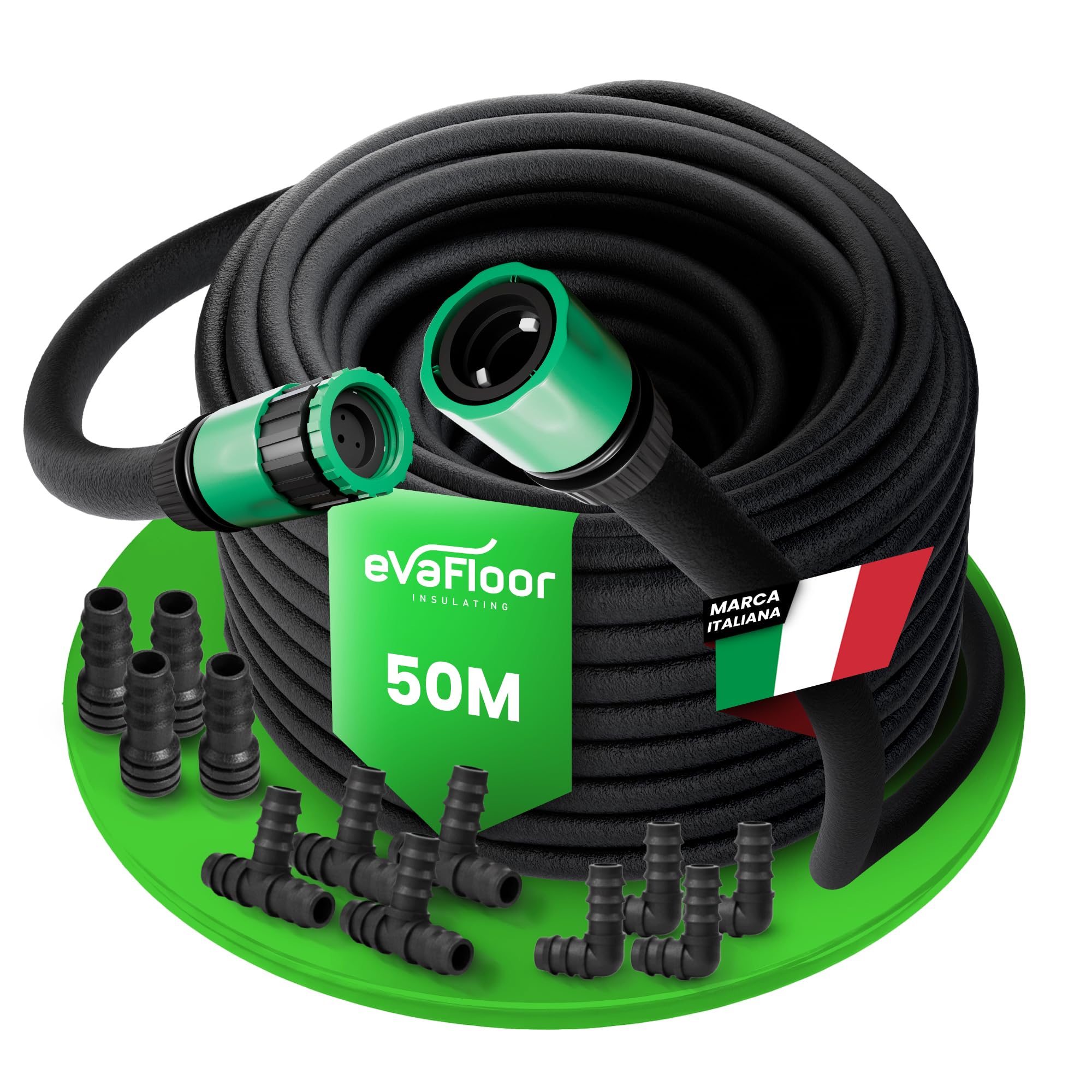 Tubo Poroso per Irrigazione 50 m | Irrigazione a Goccia Uniforme con Risparmio d’Acqua | Ideale per Giardino, Orto e Siepi | Kit di Connettori Incluso (5000, Centimetri)