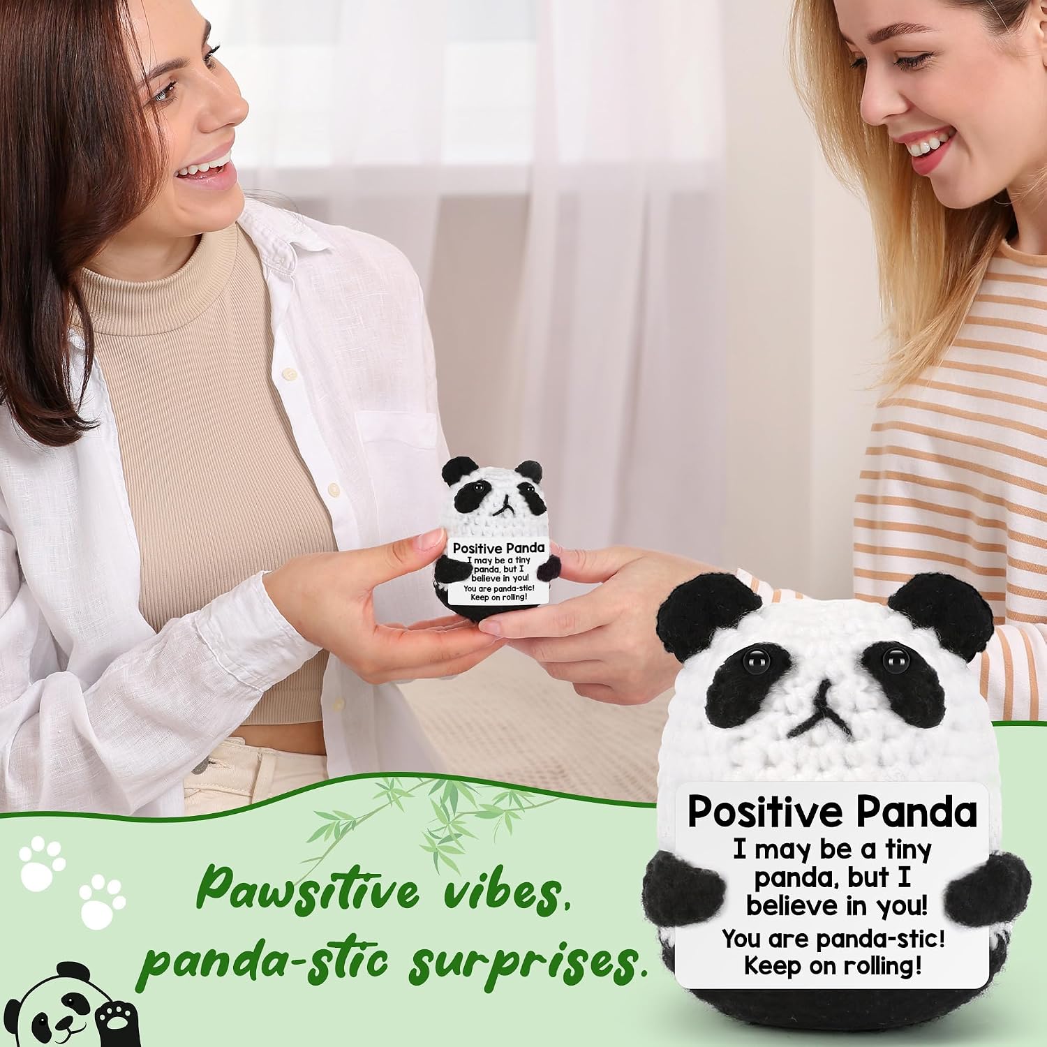 Positive Crochet Animals Panda Christmas Birthday Gifts for Women Men Teens