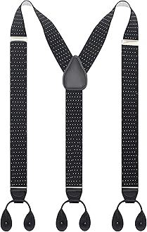 Y Back Button 1.4" Suspenders for Men with Stylish Leather Button Ends Durable Long Lasting Stretch Ultimate Fashion