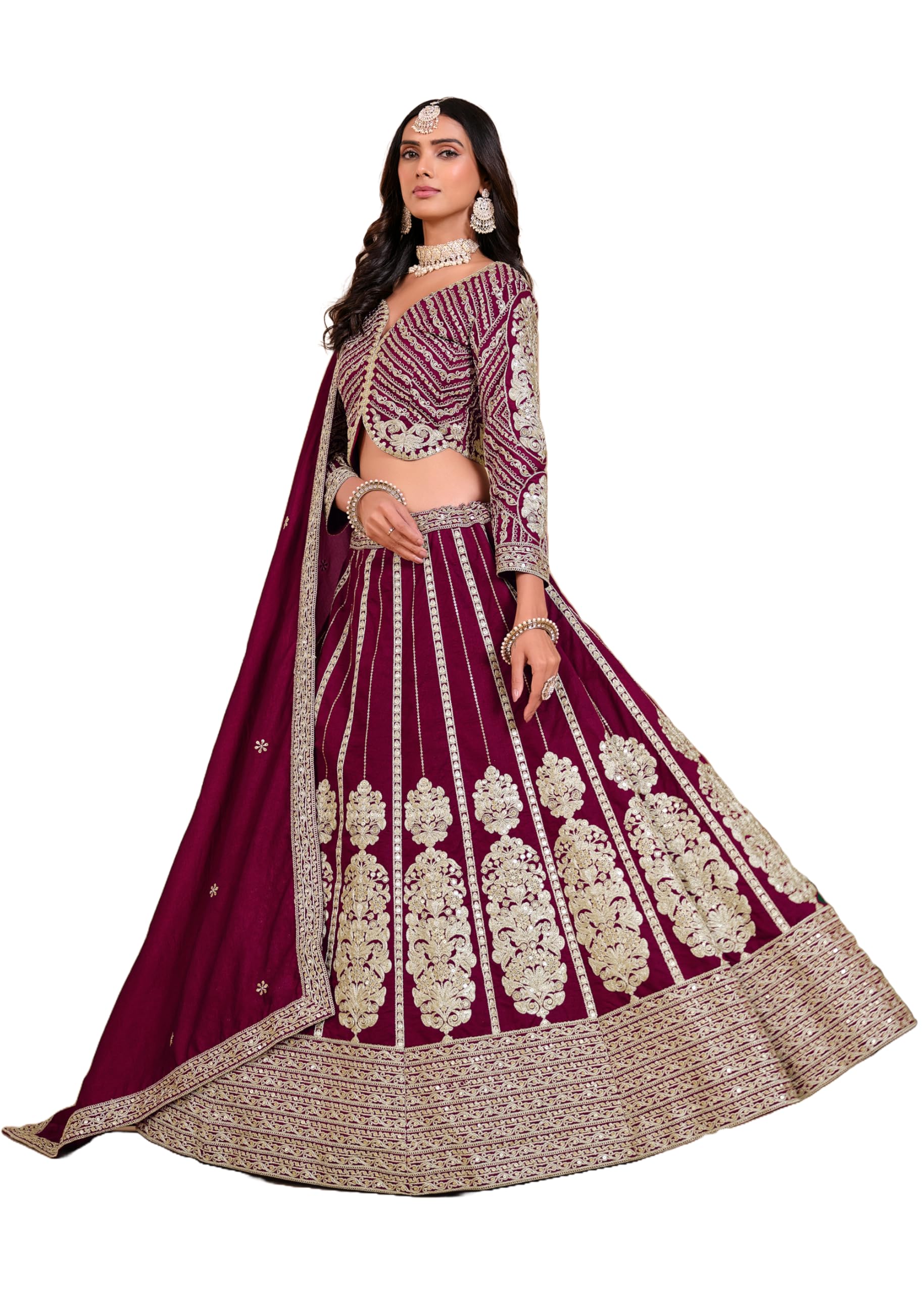 Indyjskie kobiety sztuka jedwab zaręczyny odzież haft praca Lehenga Choli 12409