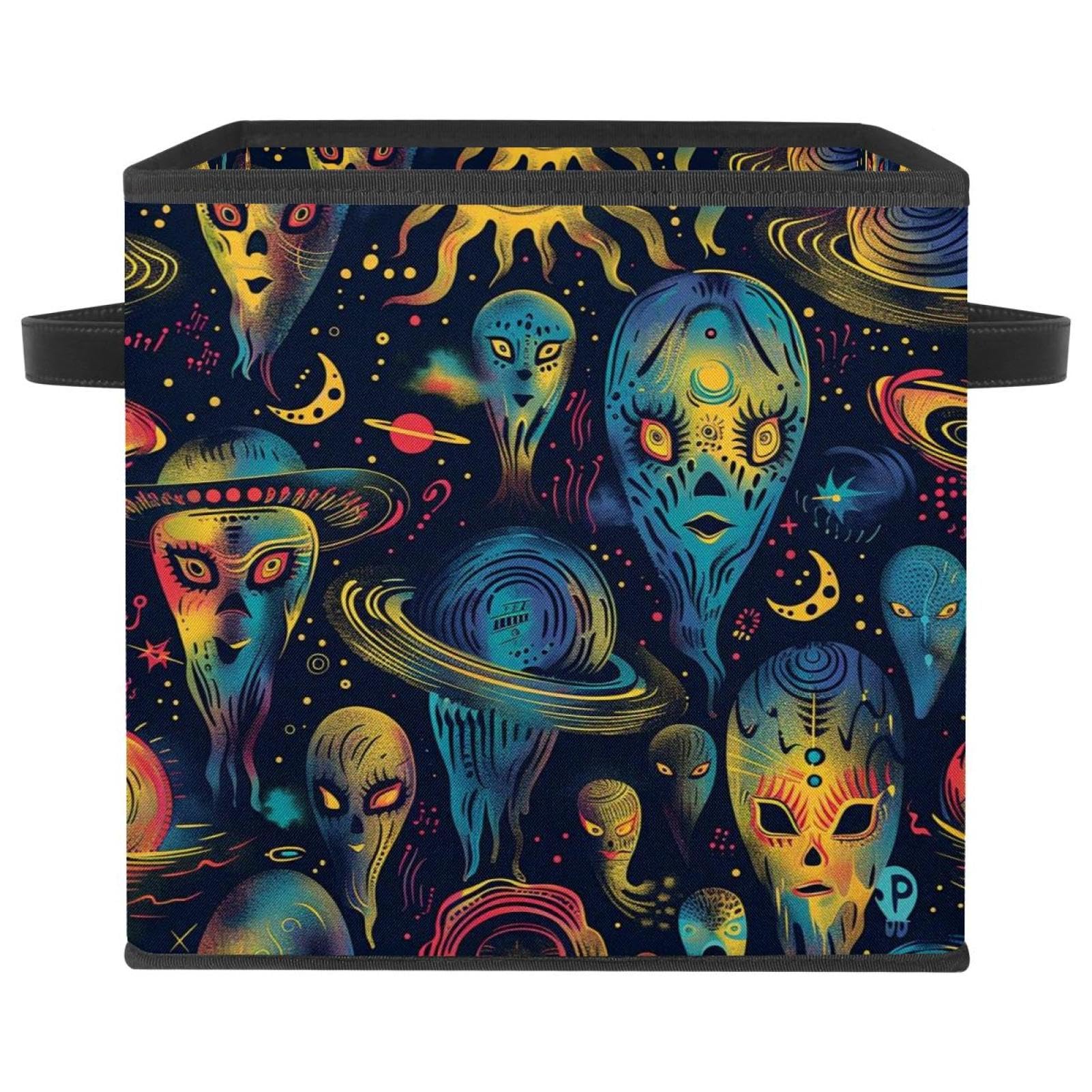 Boîte de rangement Fantasy Aliens cube pliable en tissu Oxford de 28 cm pour étagère