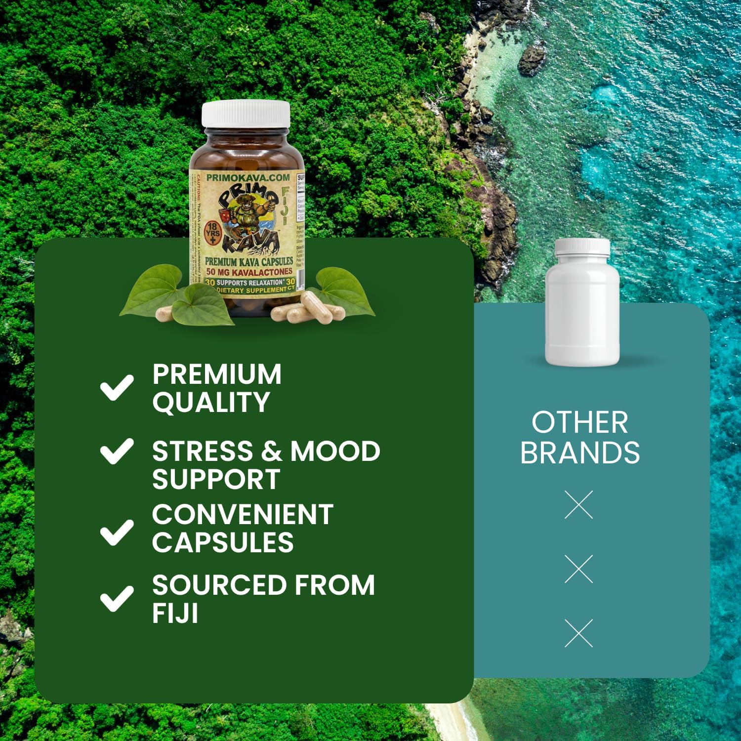 Kava Capsules | Authentic Kava Kava from Fiji | Fast Acting Kava Extract | 50mg of Kavalactones | Adaptogenic Experience | Certified 3rd Party Testing | 30 Count - Image 5