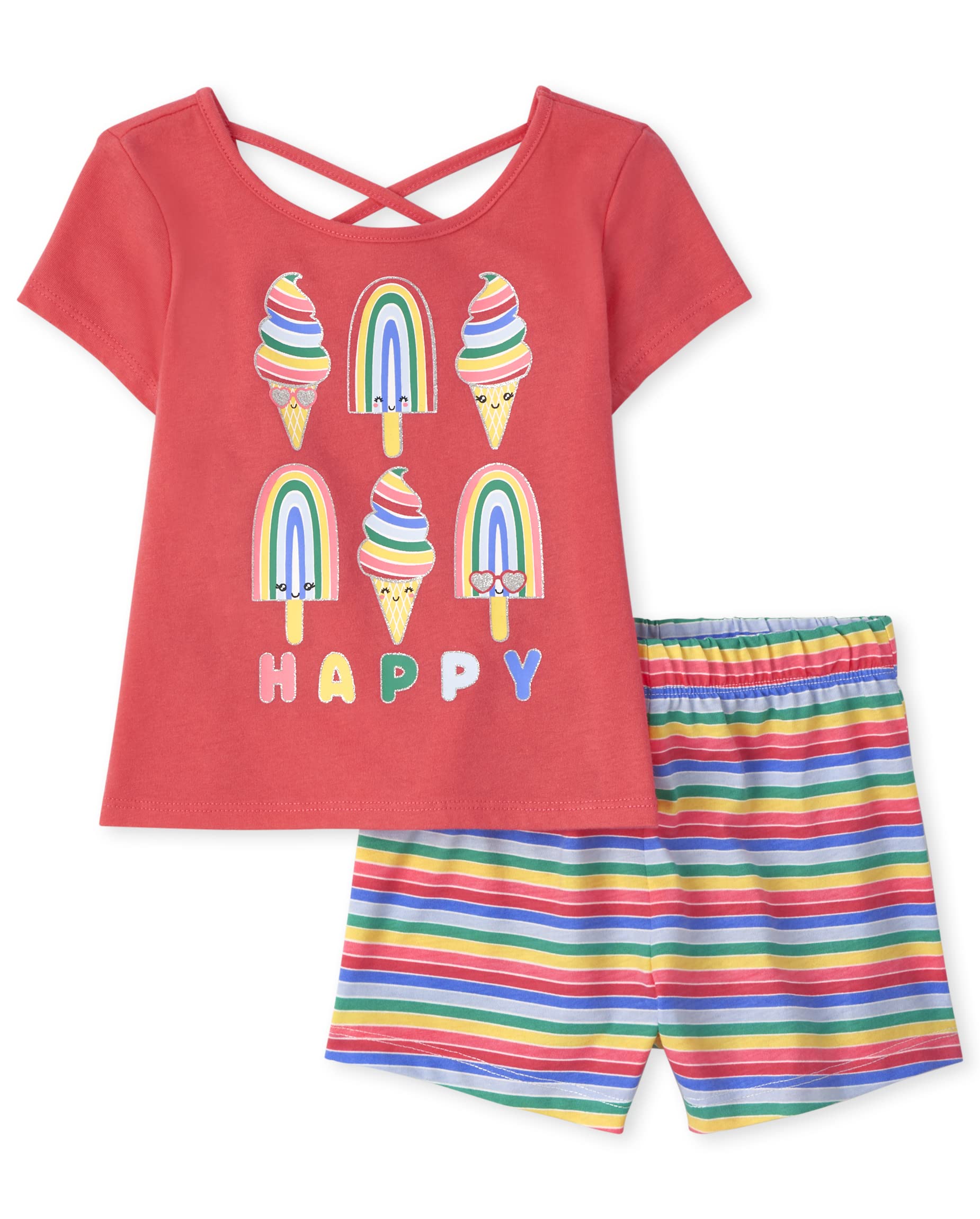 The Children's Placebaby-girls Toddler Girls Short Sleeve Top and Shorts 2-piece Sets