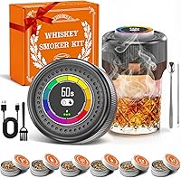 DNIWS Electric Whiskey Smoker Kit: 0-60s Adjustable Smoke Control, 6 Wood Chips, No Butane, Old Fashioned Cocktail Smoker, Bourbon Gift for Men