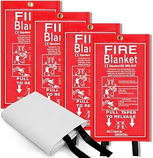 FJNATINH Fire Blankets Emergency for Home - 1 Pack 40' x 40' Fiberglass Blanket for Kitchen and Home (4)