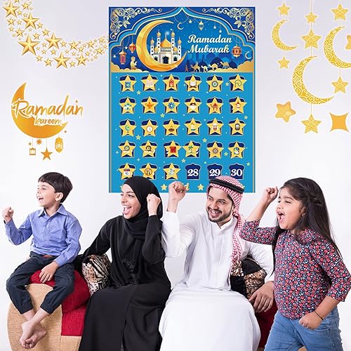 Miniatura 6 de HOWAF Calendario de Ramadán calendario de cuenta regresiva 2023 de Eid Mubarak para suministros de fiesta Eid póster de calendario de Adviento de