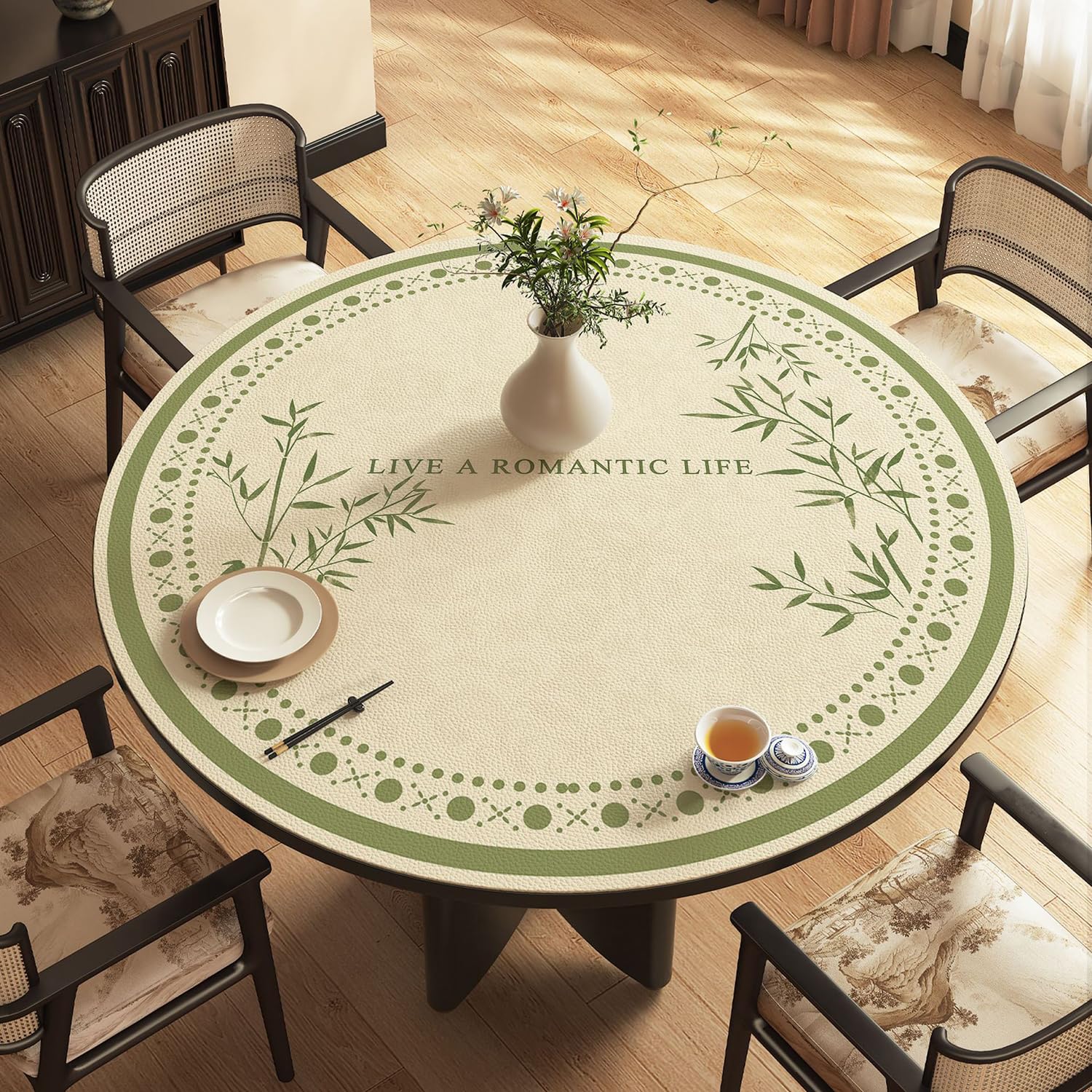 Nappe de table circulaire imperméable en cuir premium élégante