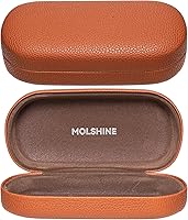 Vista 93 de molshine Estuche rígido de cuero para lentes de sol, funda clásica para gafas grandes para mujeres y hombres,Gafas de sol