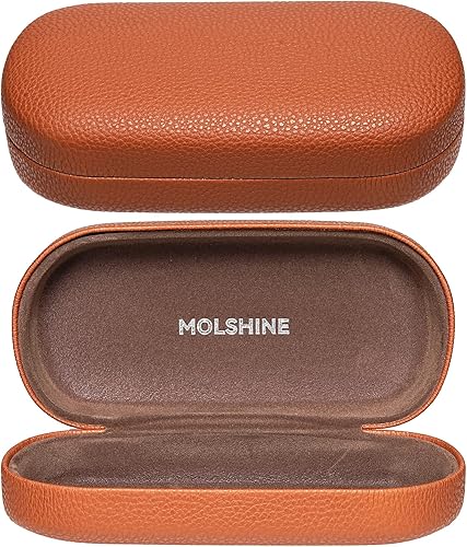 Miniatura 93 de molshine Estuche rígido de cuero para lentes de sol, funda clásica para gafas grandes para mujeres y hombres,Gafas de sol