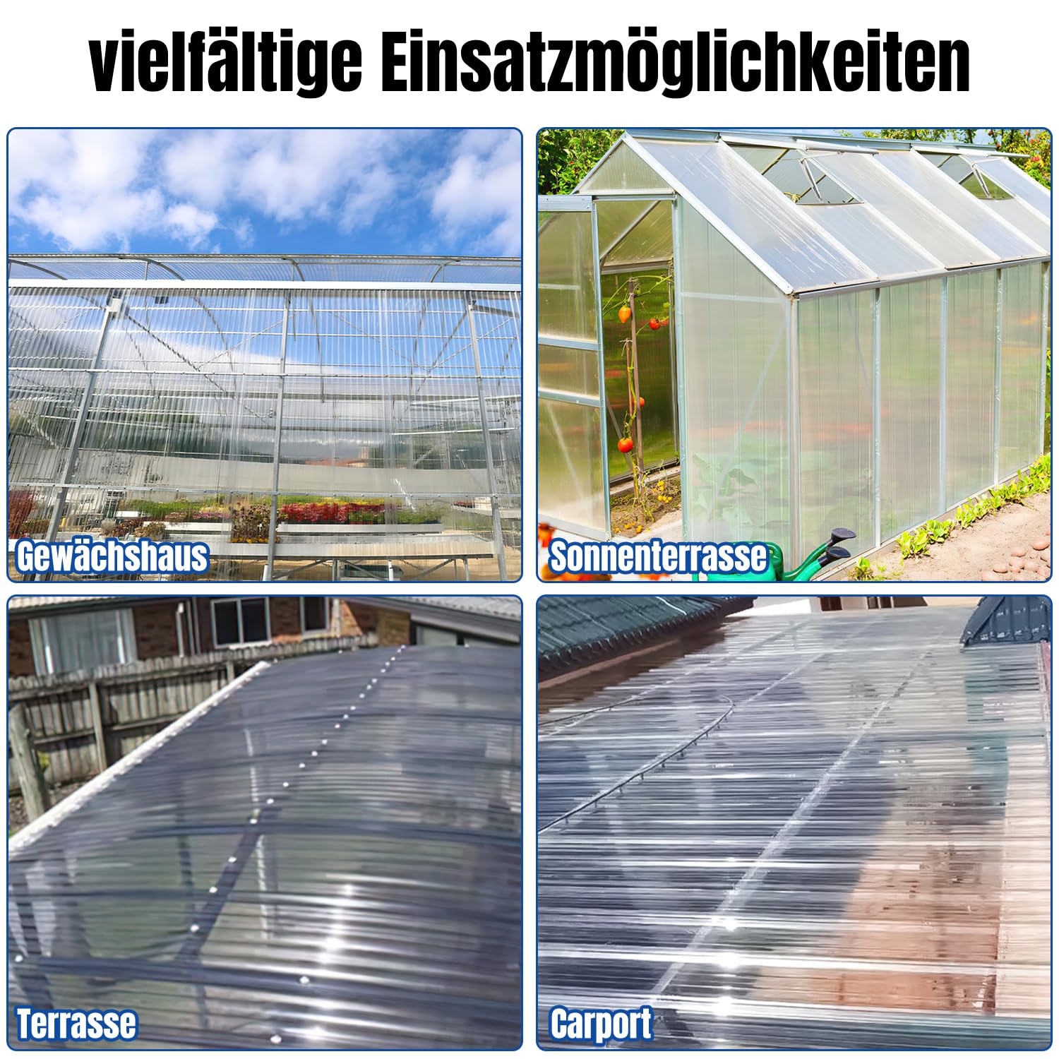 FRP - Lamiere trapezoidali ondulate 2mm FRP - Pannelli per luce naturale per tetto, pannelli del tetto, binari per tetti, pannelli profilati, lamiere trapezoidali di ricambio - resistenti al