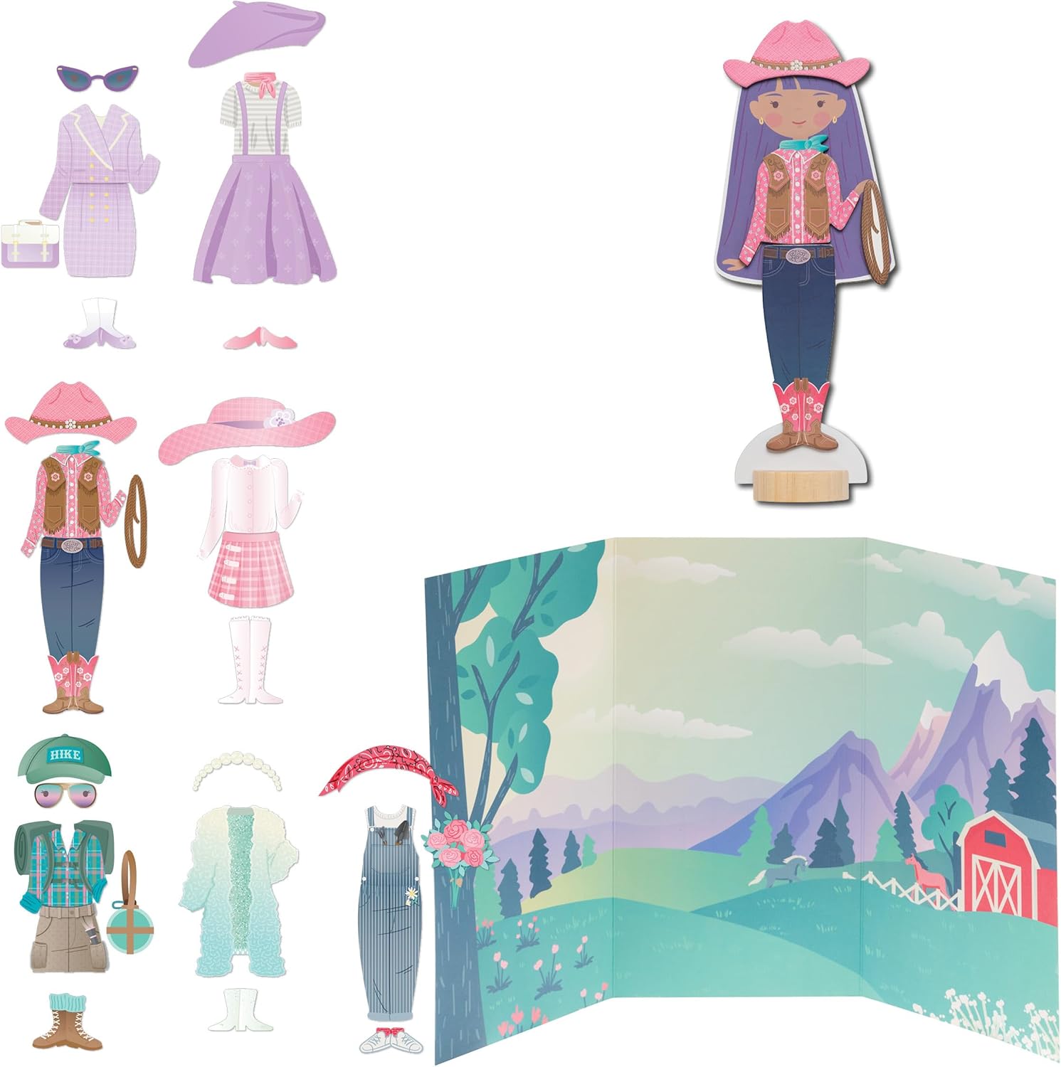 Stephen Joseph, Magnetic Dress Up Dolls, 30 pc Magnetic Travel Play Set – Pretend Play Magnetic Dress Up Dolls, Ideal for Ages 3 4 5 – Travel Game for Kids, World Traveler